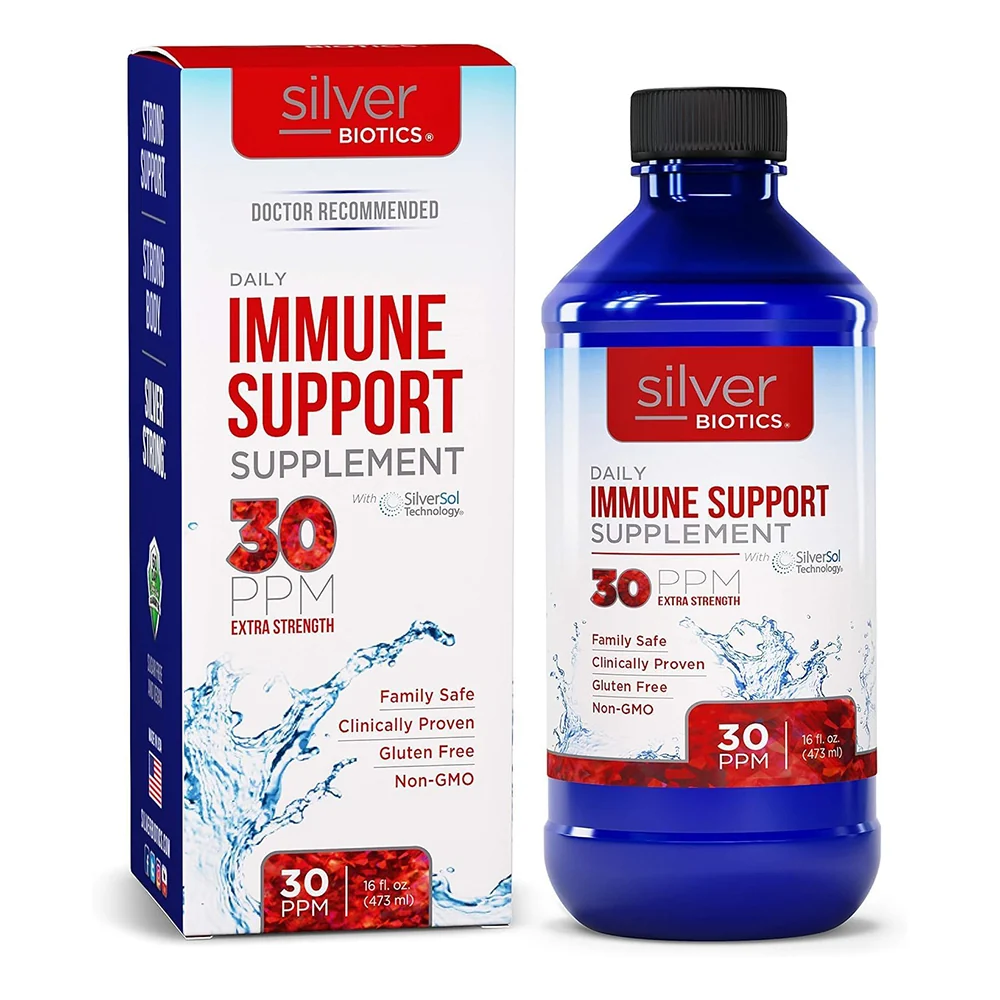 Relaxed Silver Biotics 30 PPM Extra Strength Daily Immune Support Supplement with Silversol Technology 16Oz 473ml High-End