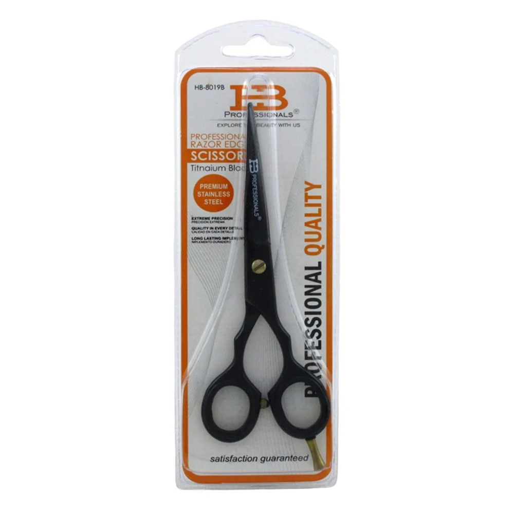 Comfortable HB Professional Scissors Razor Edge Titanium Black Premium Stainless Steel Extreme Precision 1Ea Durable