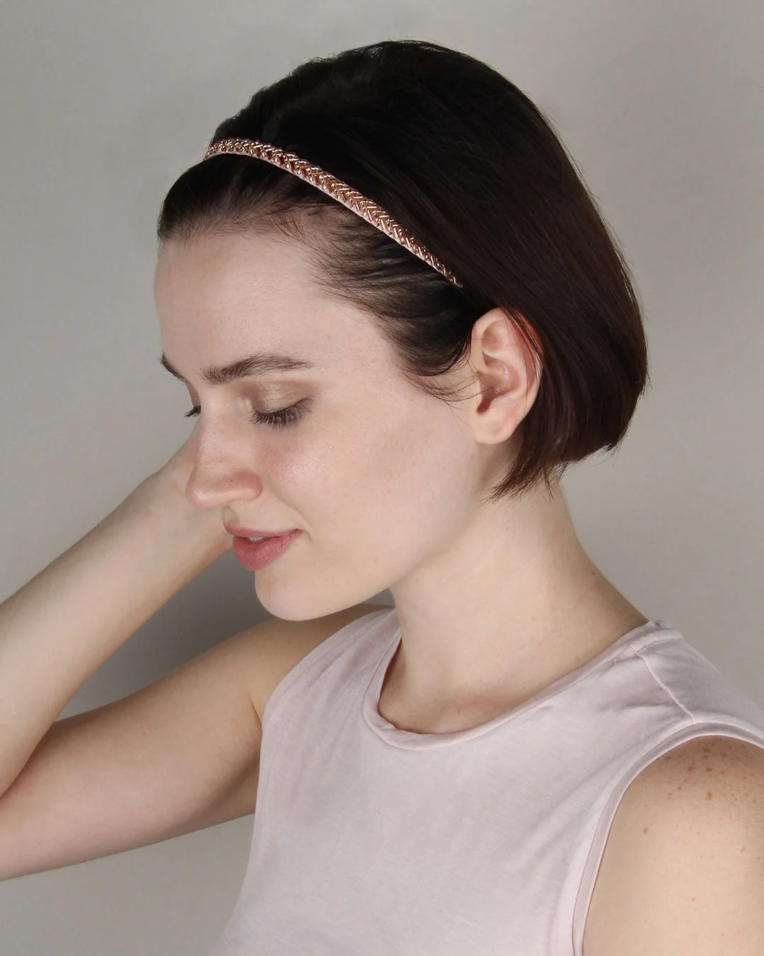 Premium Material Blushing Beauty Beaded Luxe Headband Detailed