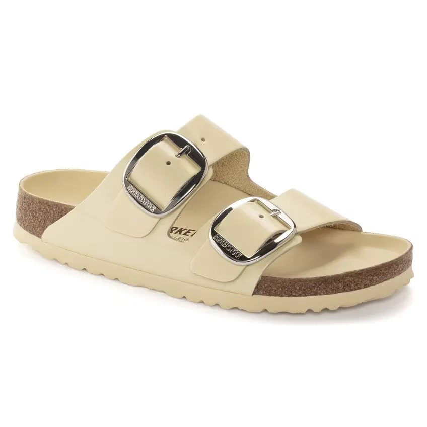 Top-Quality Birkenstock Unisex Arizona Big Buckle Natural Leather Patent High Shine Butter Safe