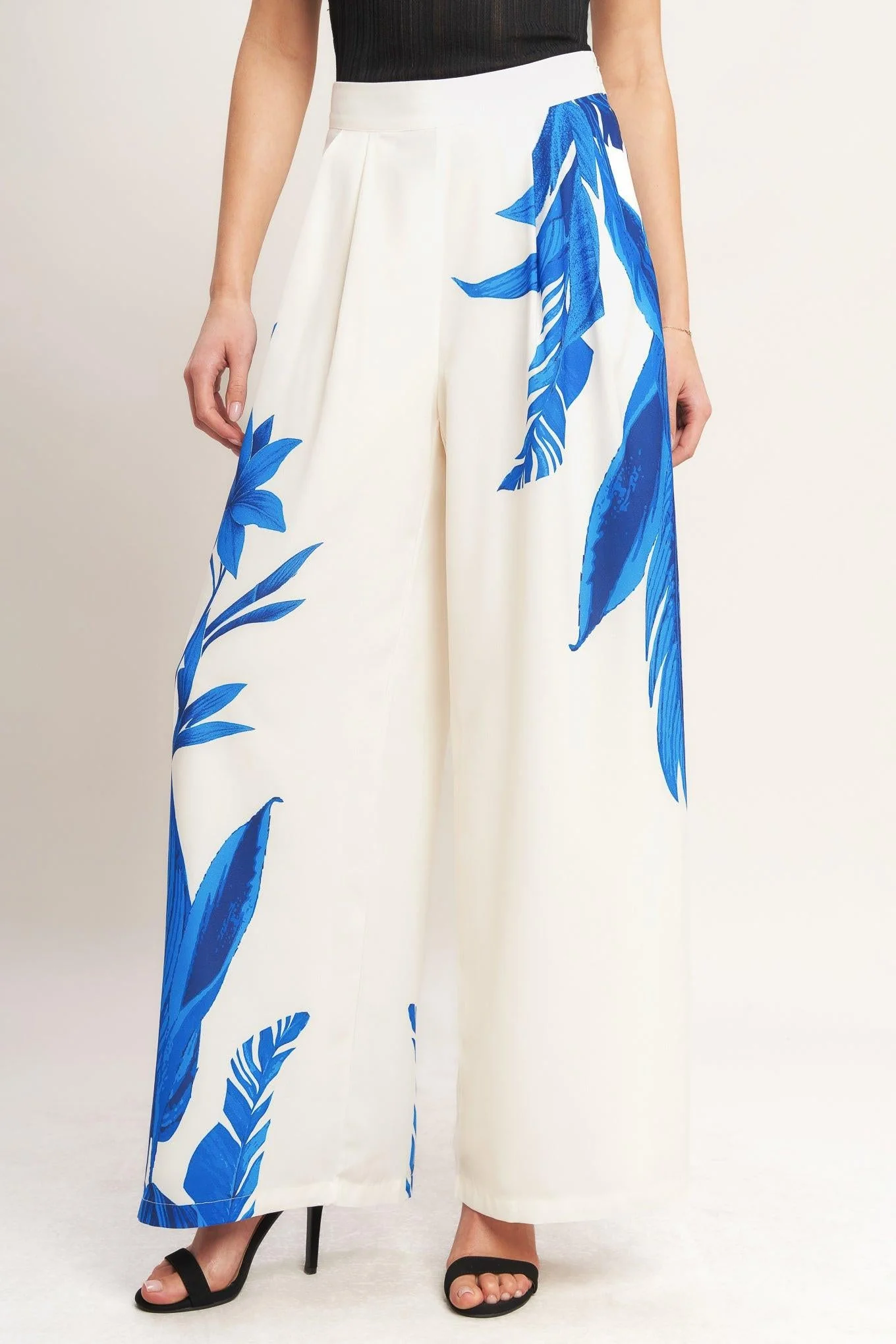 Solid Asymmetrical Botanical Woven Pants Responsible