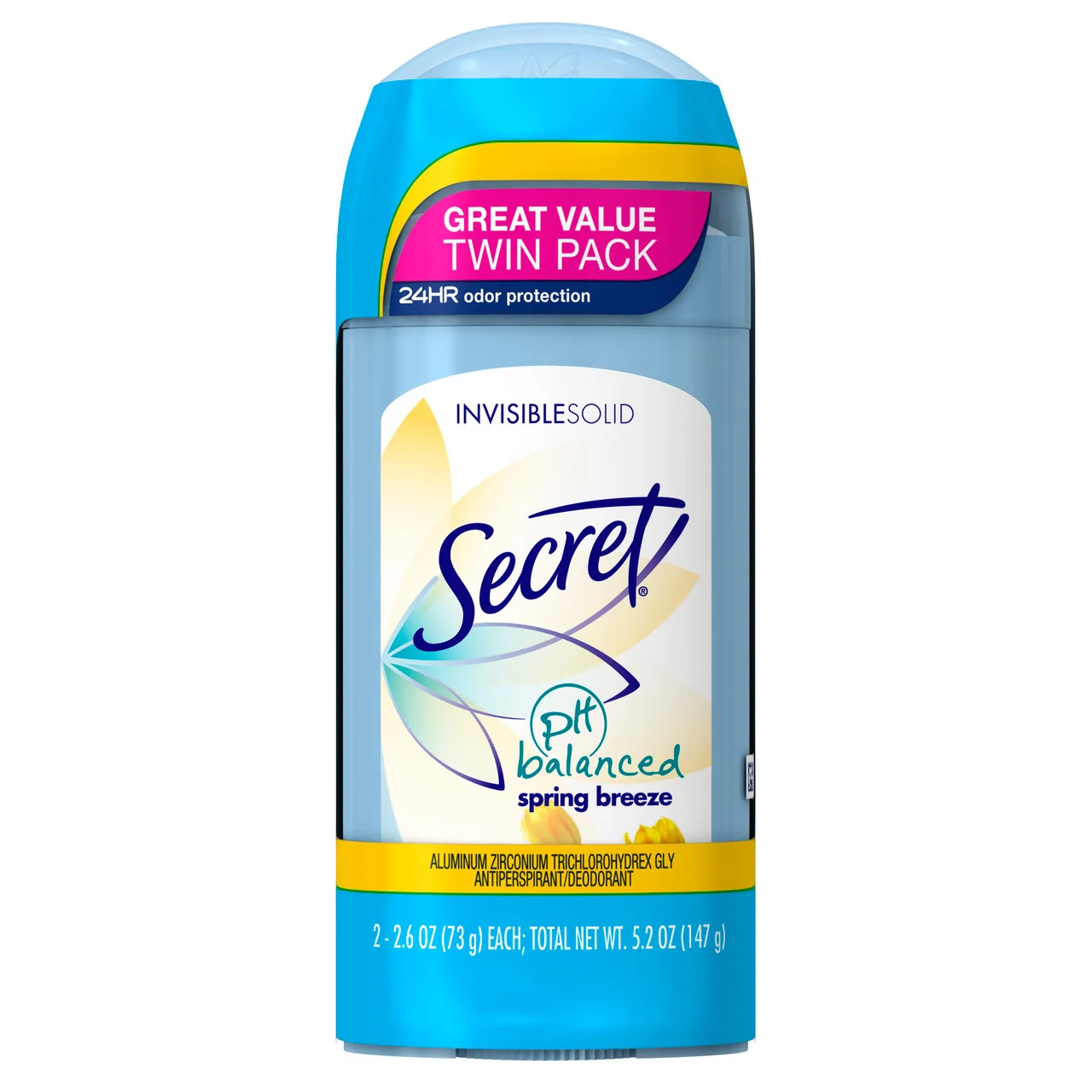 Artisan Secret Invisible Solid Antiperspirant and Deodorant Twin Pack Spring Breeze 2.6 Oz Consistent