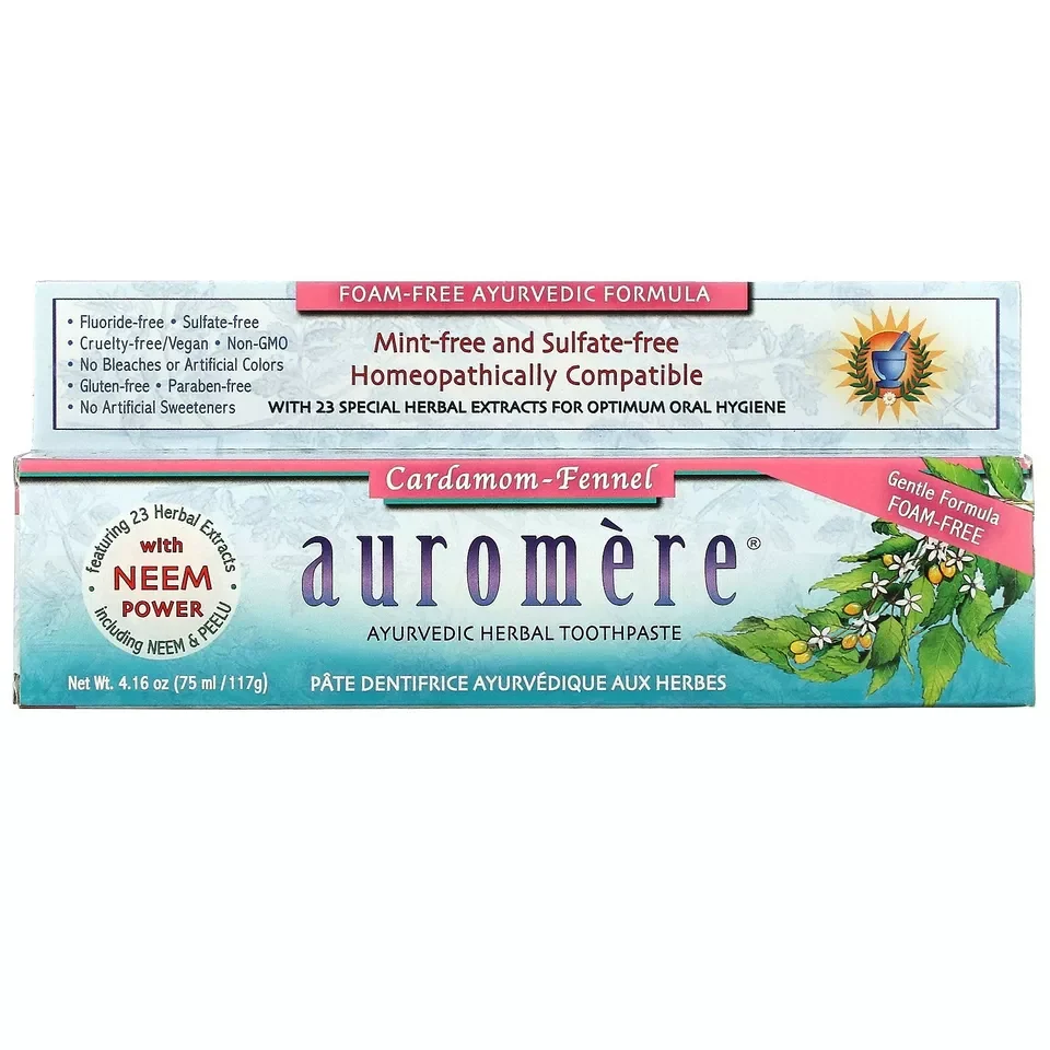 Consistent Auromere Ayurvedic Herbal Toothpaste Non Foaming Cardamom Fennel 4.16 Oz Efficient