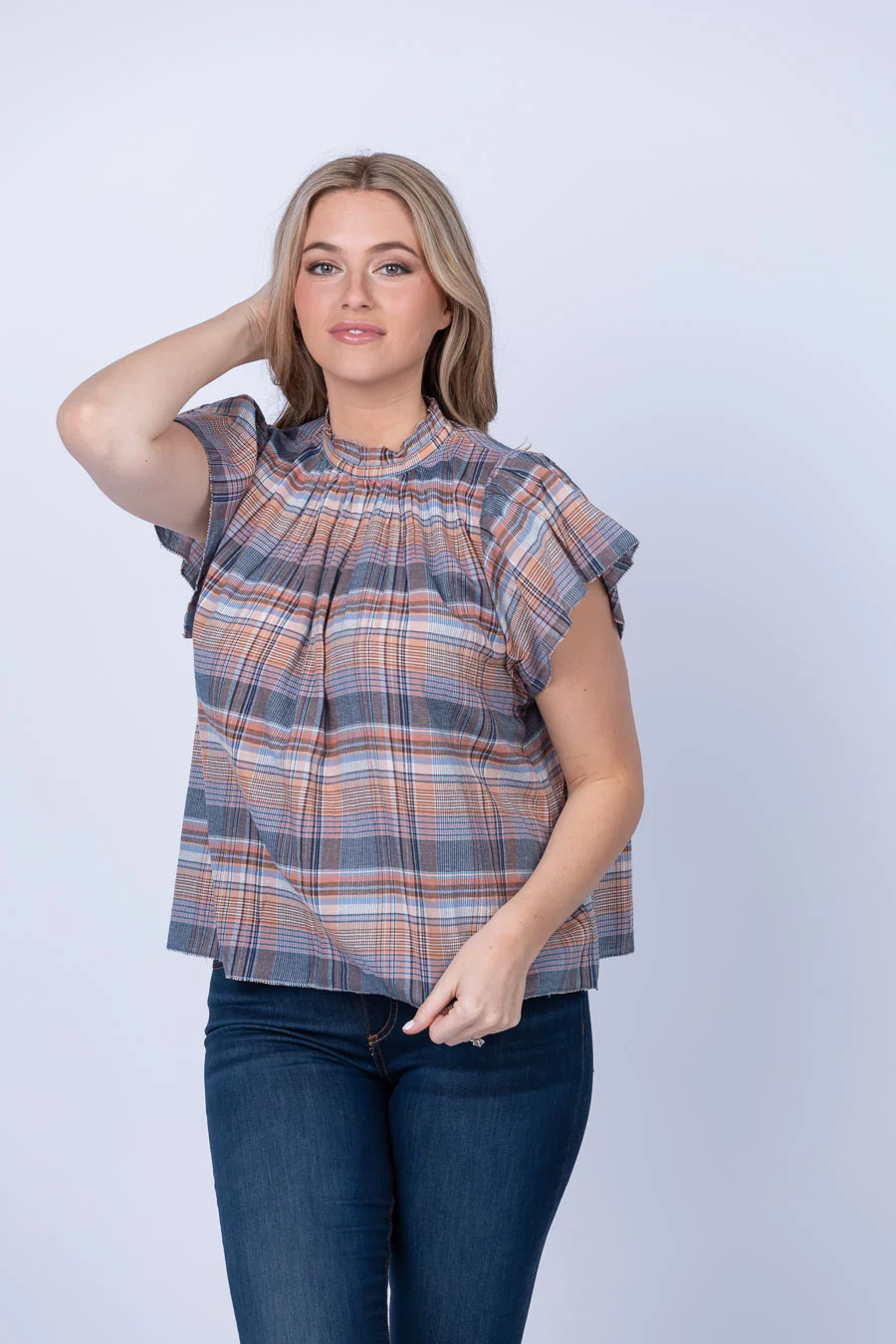 Sophisticated Trovata Carla Blouse In Eclipse Plaid First-Class