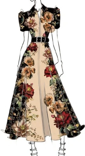 Easy-to-Use Alice Olivia Henrietta Fitted Full Flare Midi Dress W Belt in Floral Radiance Sustainable
