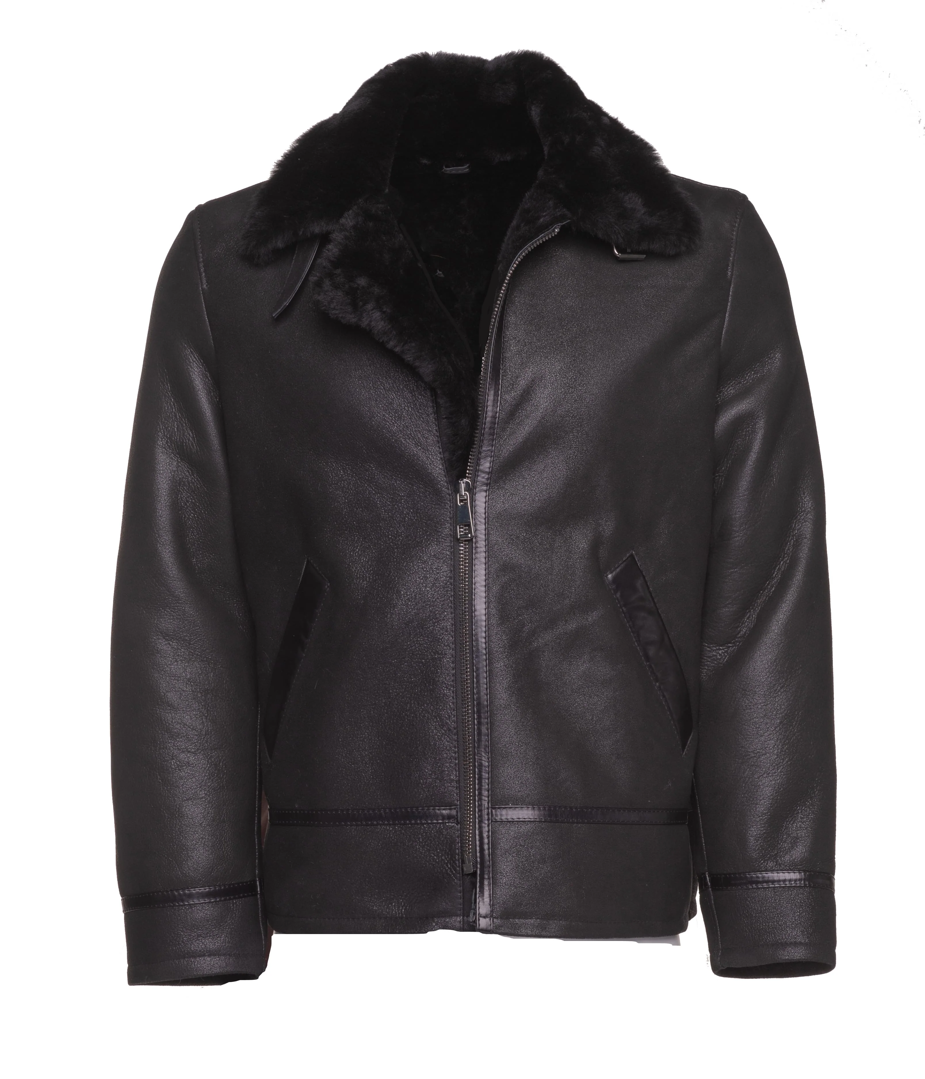Unique Black B3 Bomber Aviator Shearling Jacket Elegant