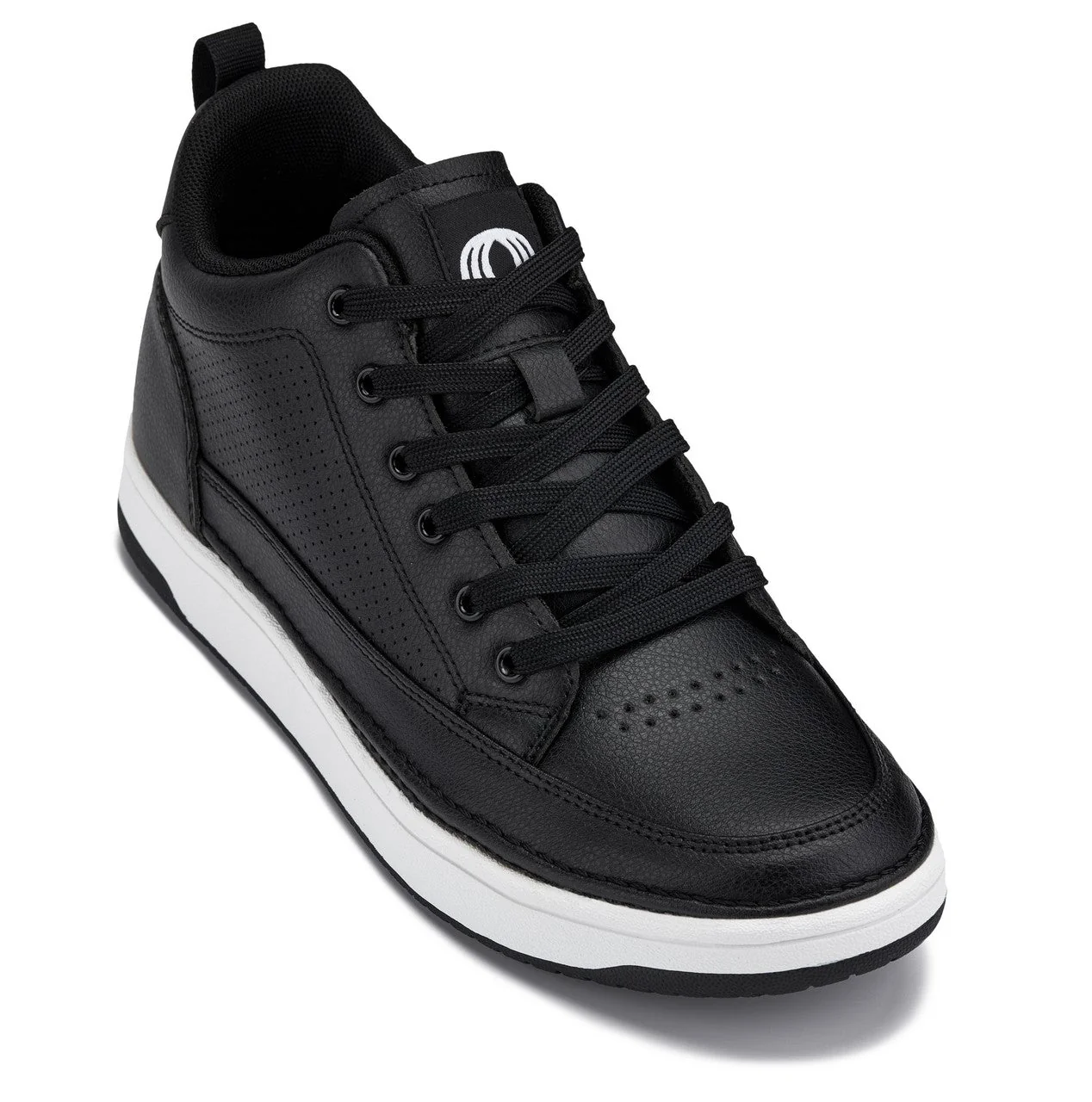 First-Class CALTO - Q271 - 2 Inches Taller Black Noir - d Leatherette Micro-Perforated Sneakers Superior