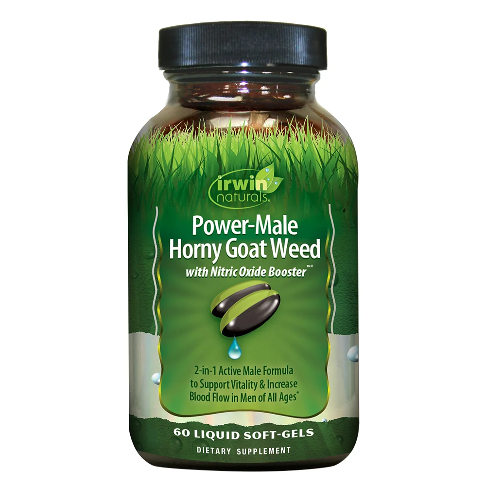Efficient Irwin Naturals Power Male Horny Goat Weed Nitric Oxide Booster Liquid Softgels Support Vitality 60Ea Lightweight