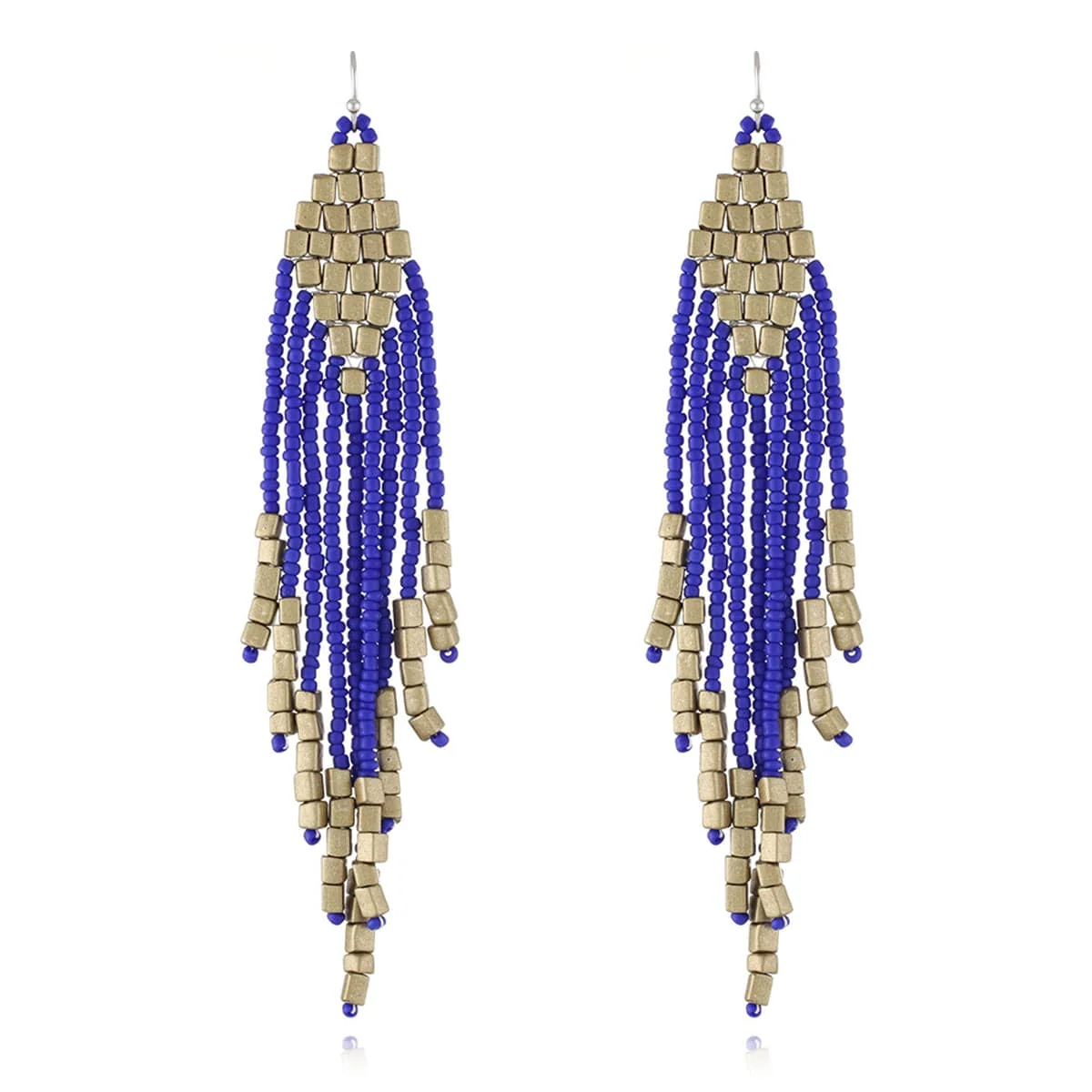 World-Class Dark Blue Howlite Tassel Drop Earrings Smart