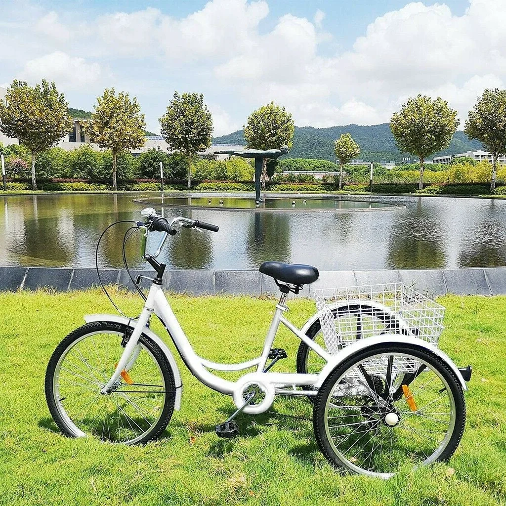 Green Heavy Duty Adult Three Wheeled Tricycle Bike 24 Trendy