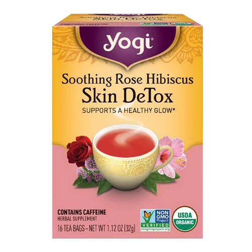 Innovative Yogi Skin Detox Tea Soothing Rose Hibiscus Herbal Supplement Tea Bags 16 Ea Refined