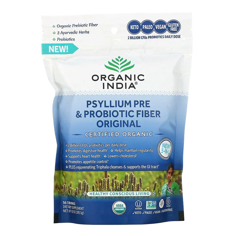 Elite Organic India Psyllium Pre and Probiotic Fiber Mix 10 Oz Optimized