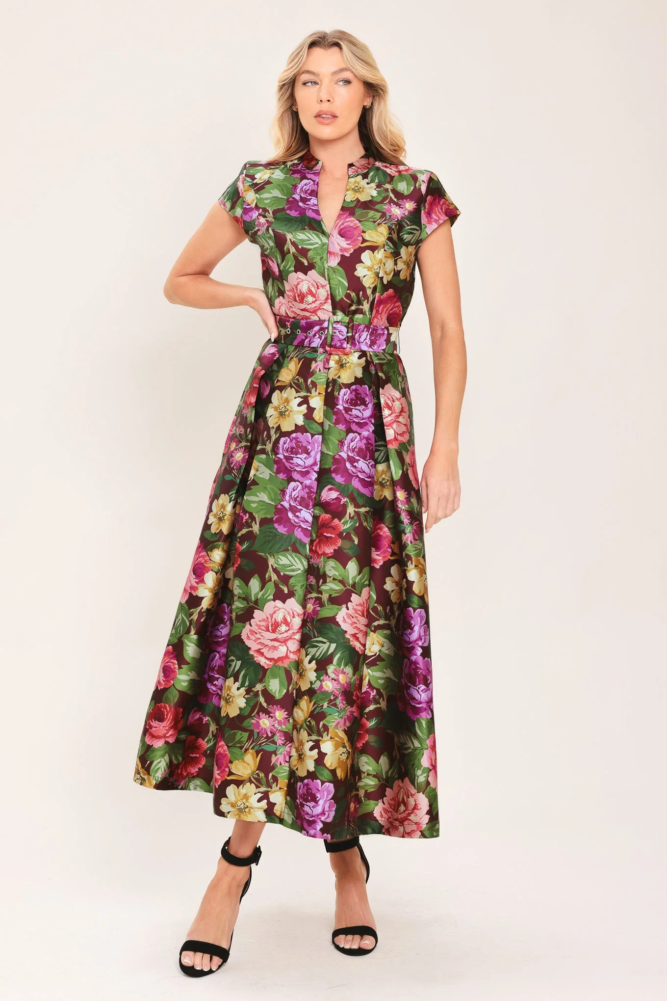 Authentic Fresh Canvas Floral Woven Midi Dress Easy-to-Use
