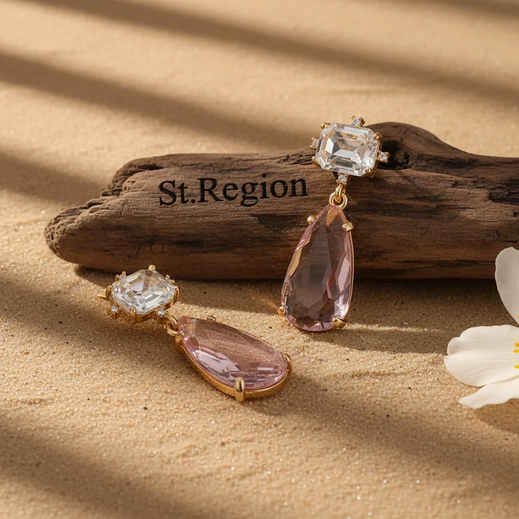World-Class Pink Crystal Cubic Zirconia Goldtone Rectangle Drop Earrings High-Performance