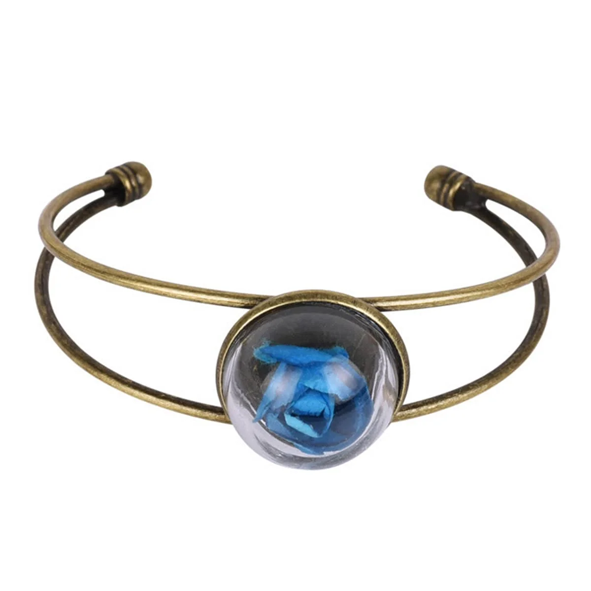 Breathable Blue Velvet Rose Goldtone Cuff Comfortable