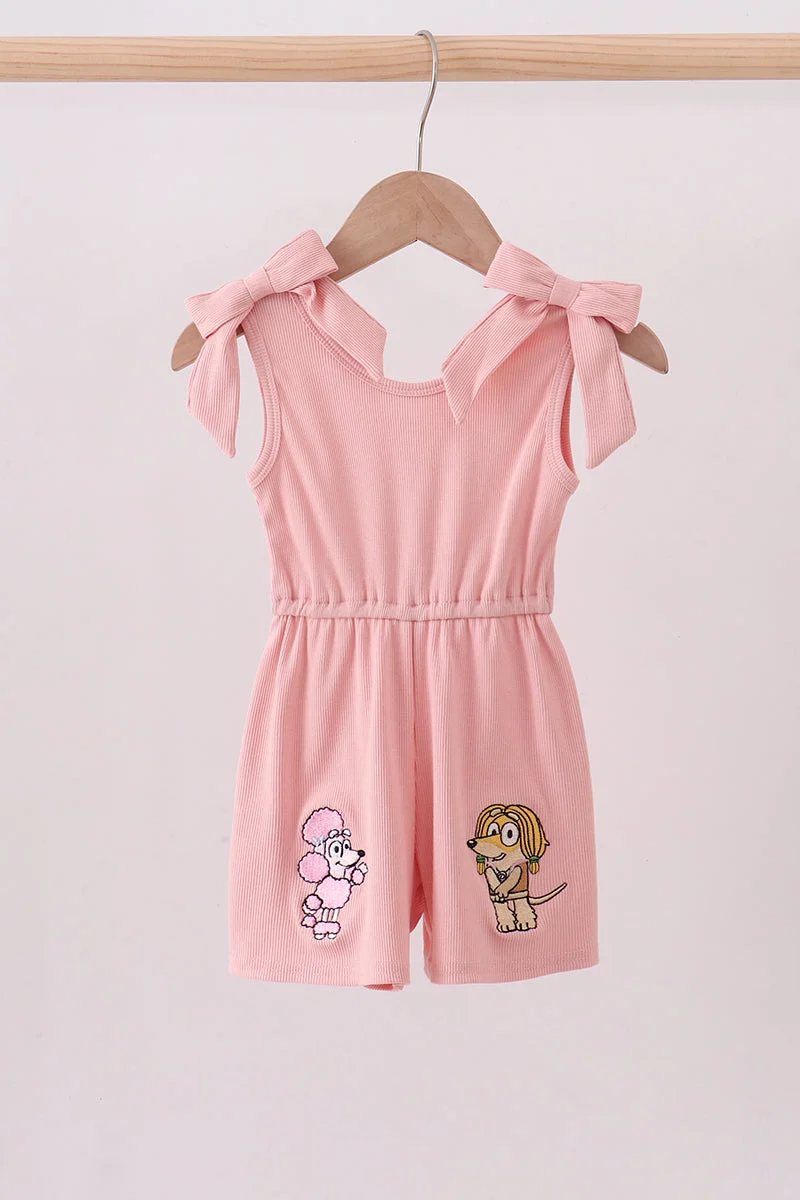 Trusted Pink character embroidery jumpsuit Premium Material