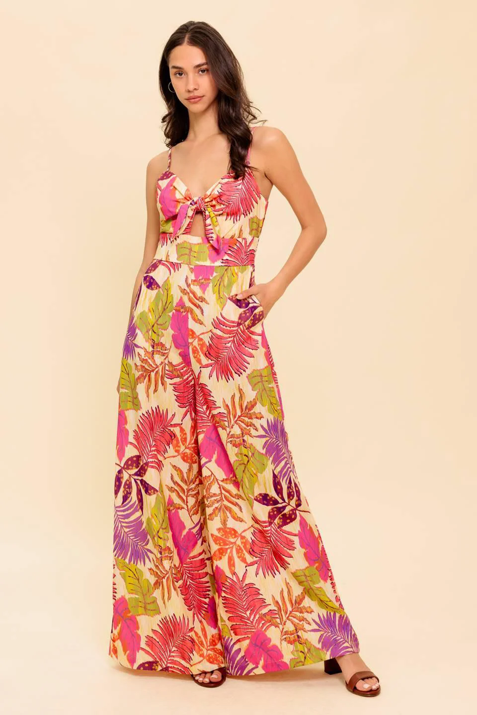 World-Class Safe Haven Pink Woven Jumpsuit Original Design