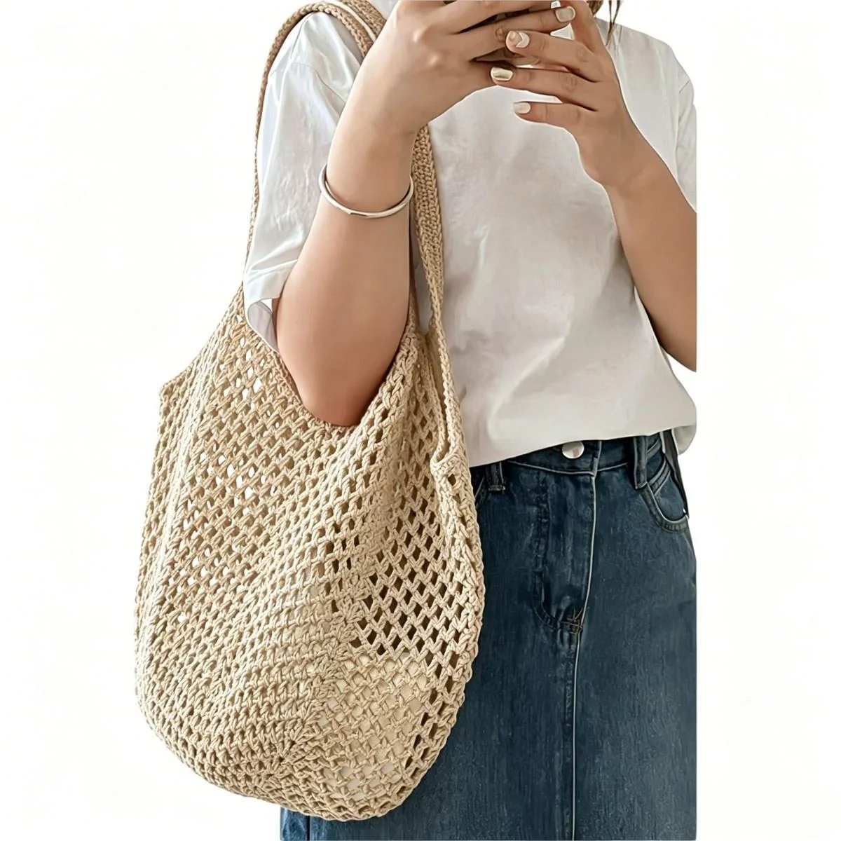 Safe Lightweight Hollow Knit Tote Breathable