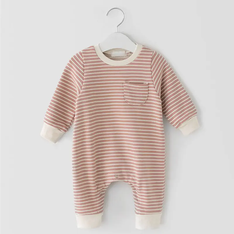 Fast Striped Long-Sleeved Jumpsuit for Baby Boys and Girls Elegant