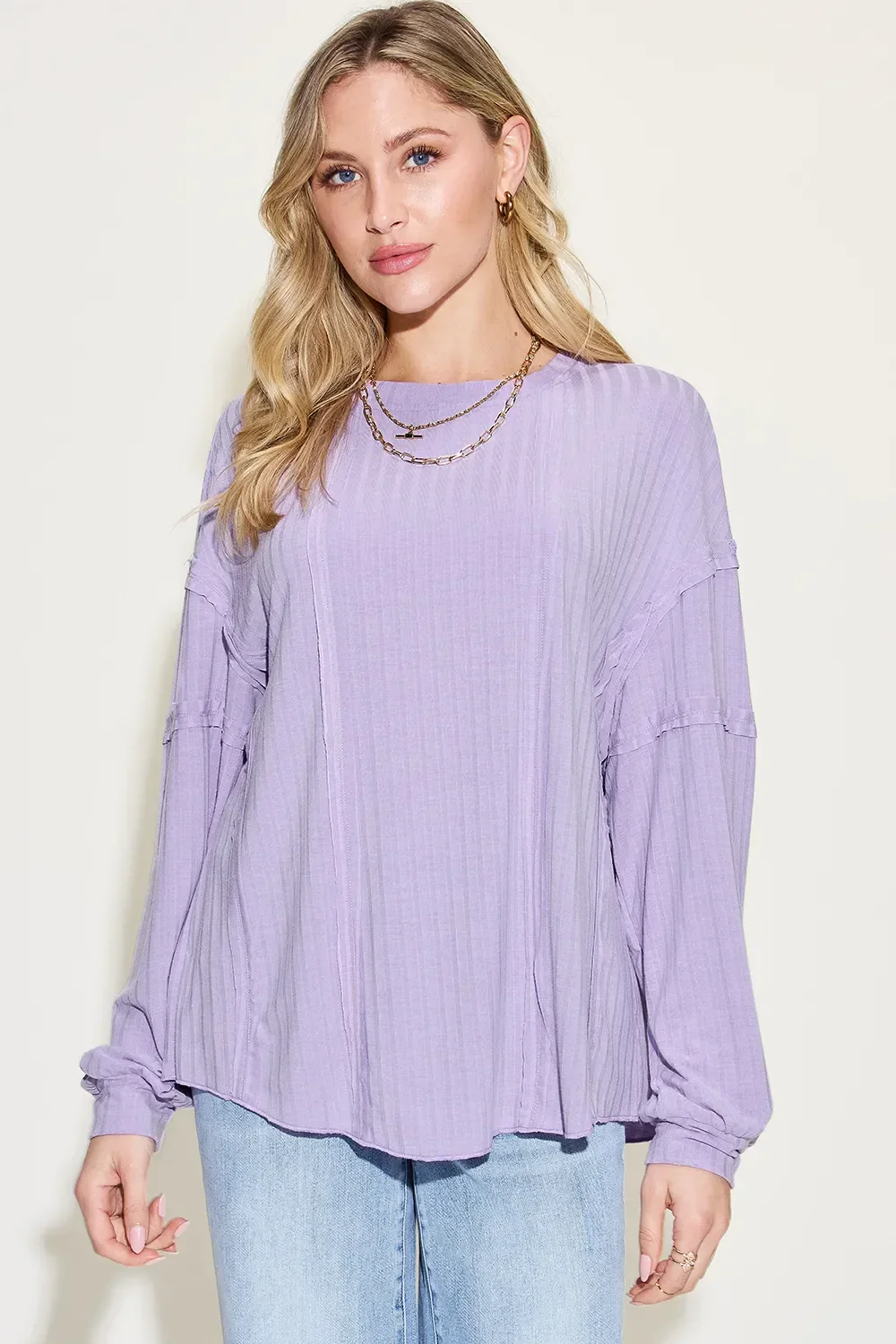 Versatile Basic Bae Full Size Ribbed Round Neck Long Sleeve T-Shirt Fine Crafted