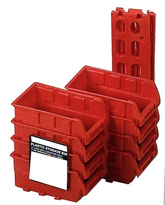 Flexible 8 Stackable Plastic Small Parts Bin Storage Organizer Racking W Mounting Rails Fine