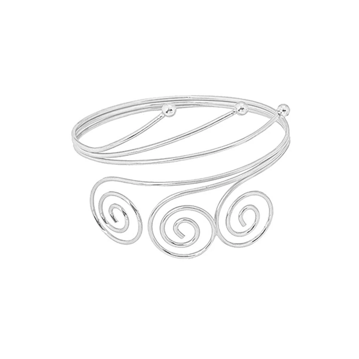 Versatile Silvertone Triple-Swirl Arm Cuff Official
