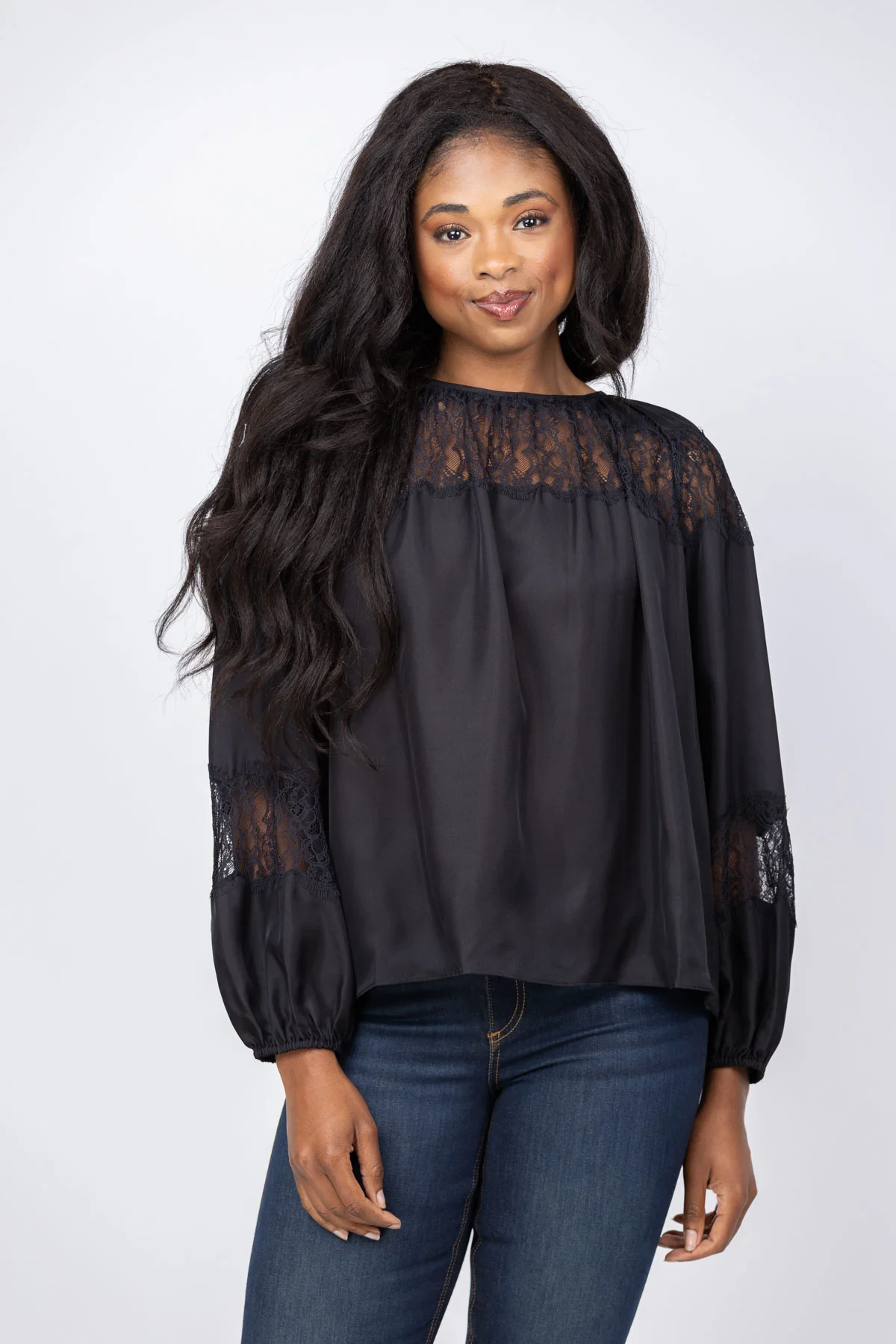 Dependable Ulla Johnson Bess Long Sleeve Silk Blouse in Noir Top-Quality