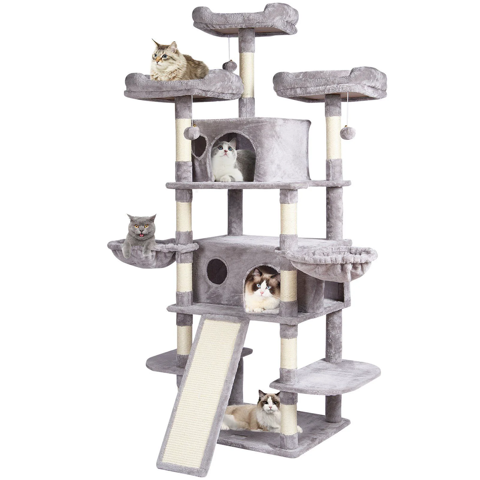 Modern VEVOR Cat Tree 68.5 Cat Tower for Indoor Cats with Cat Condos Scratching Post - Multicolor 1 Expertly Made