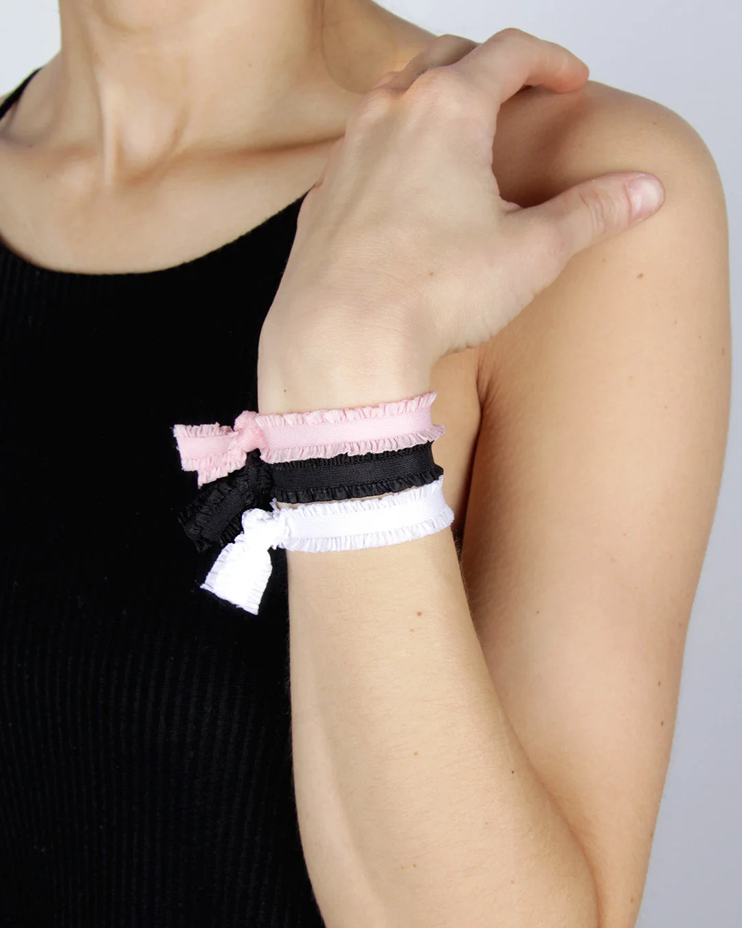 Reusable Blush Noir - Ruffle Hair Ties 5 pack Functional