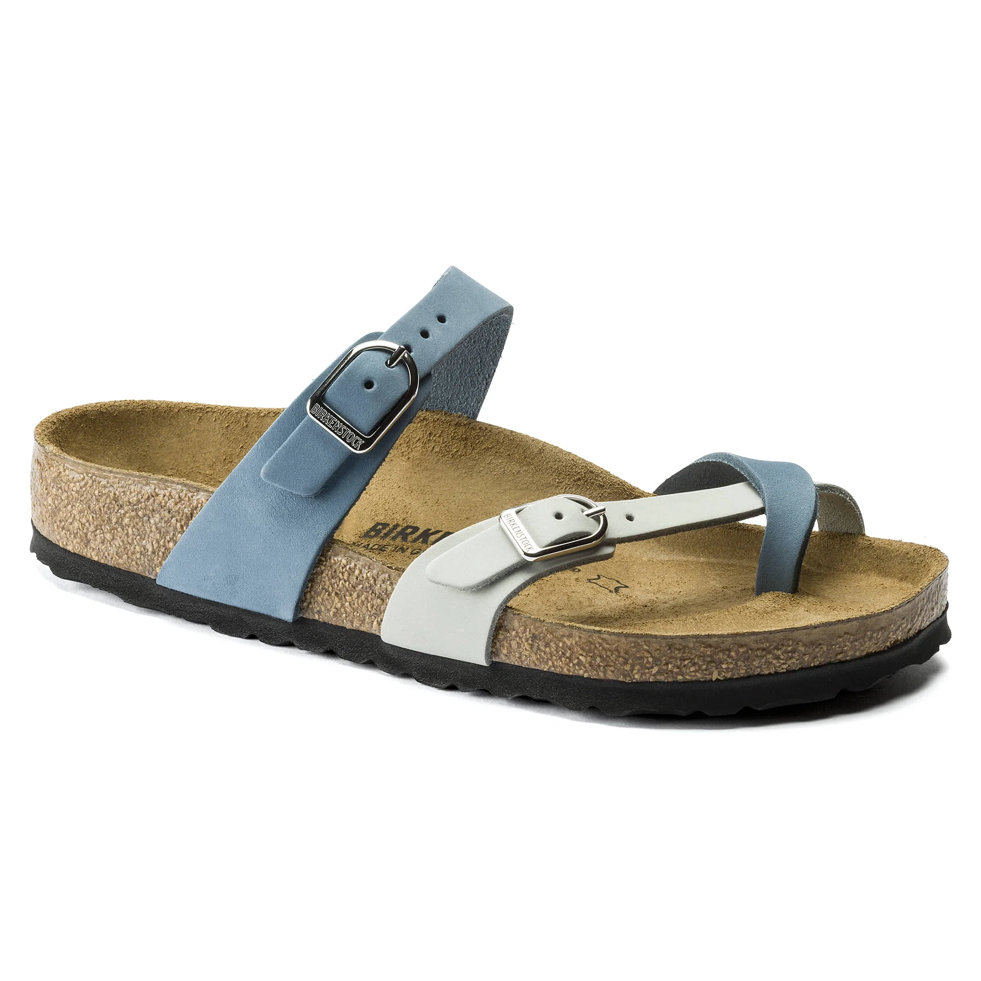 Breathable Birkenstock Mayari Nubuck Leather Dove Blue Mineral Clean