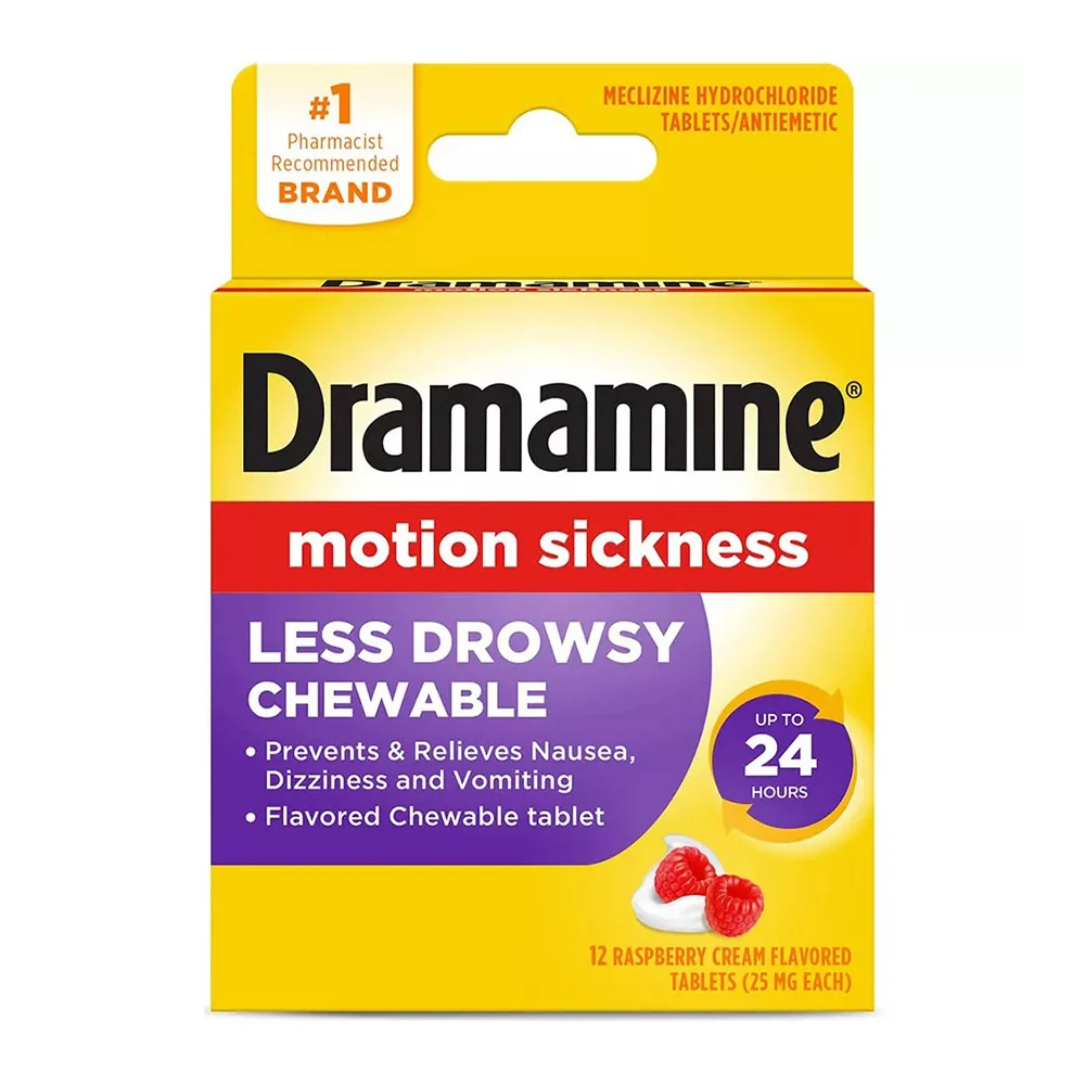 Detailed Dramamine All Day Less Drowsy Motion Sickness Relief Chewable Tablets 12 Ct Authentic