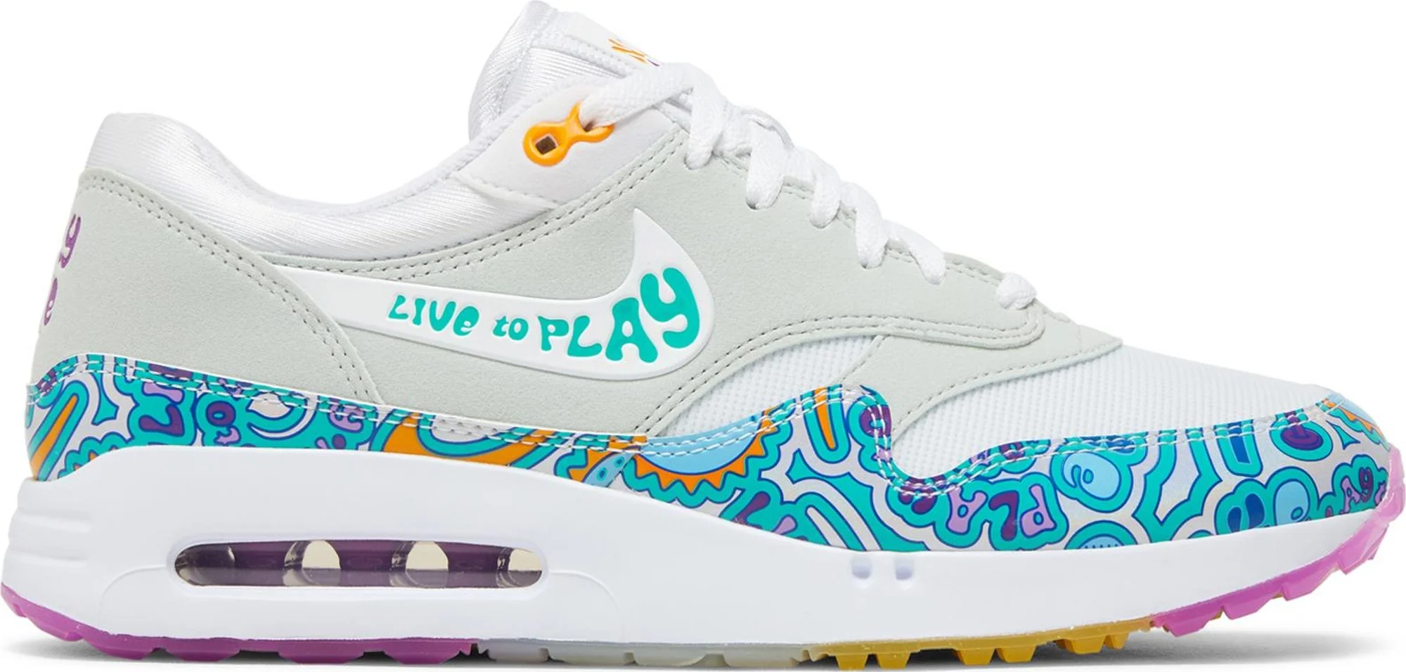 Sophisticated Nike Men's Air Max 1 '86 Og Golf Nrg 'Play To Live' - White Light Silver Fuchsia Dream Clear Jade Sneakers Versatile