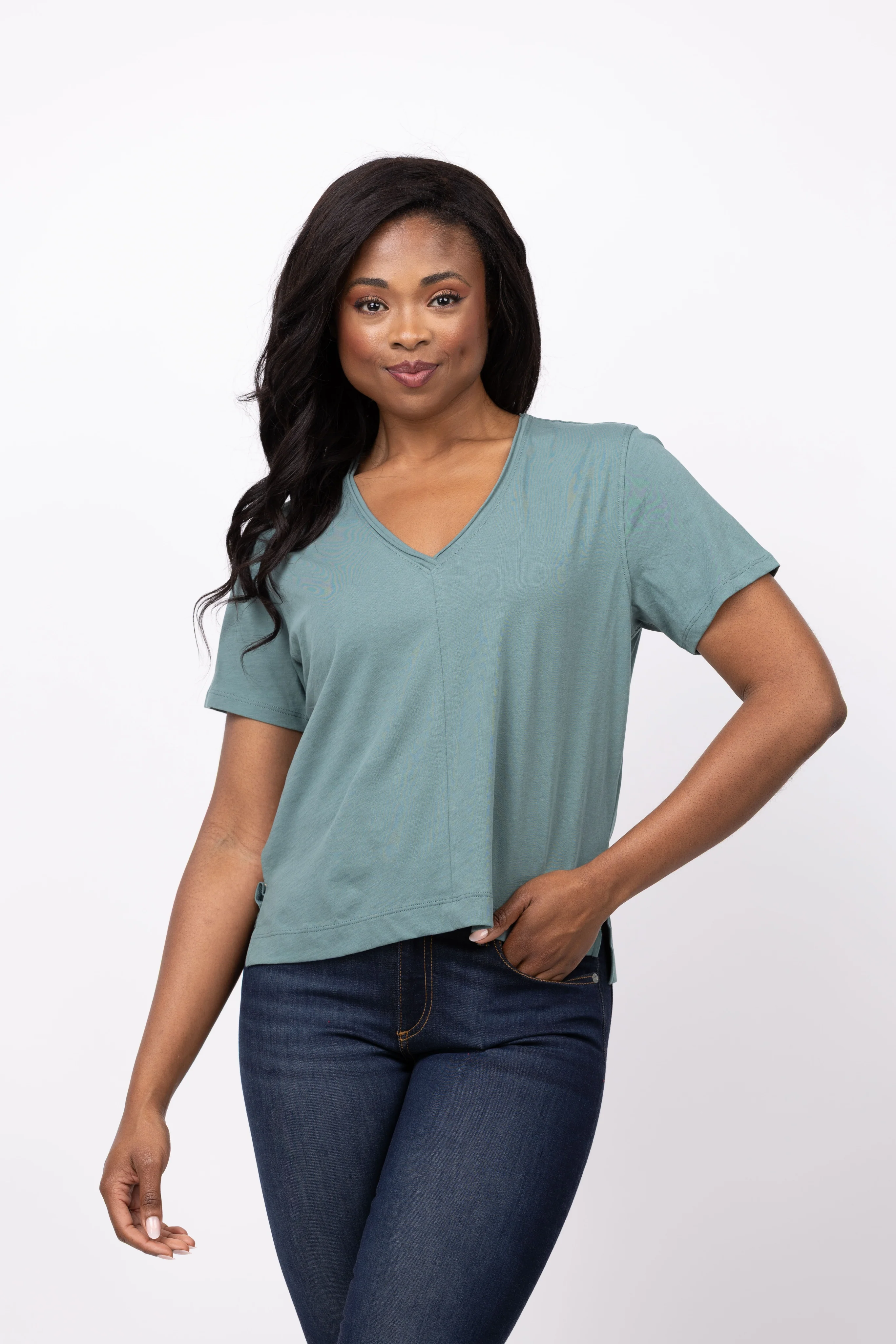 Exceptional Lilla P Easy Short Sleeve V-Neck in Vine Exclusive