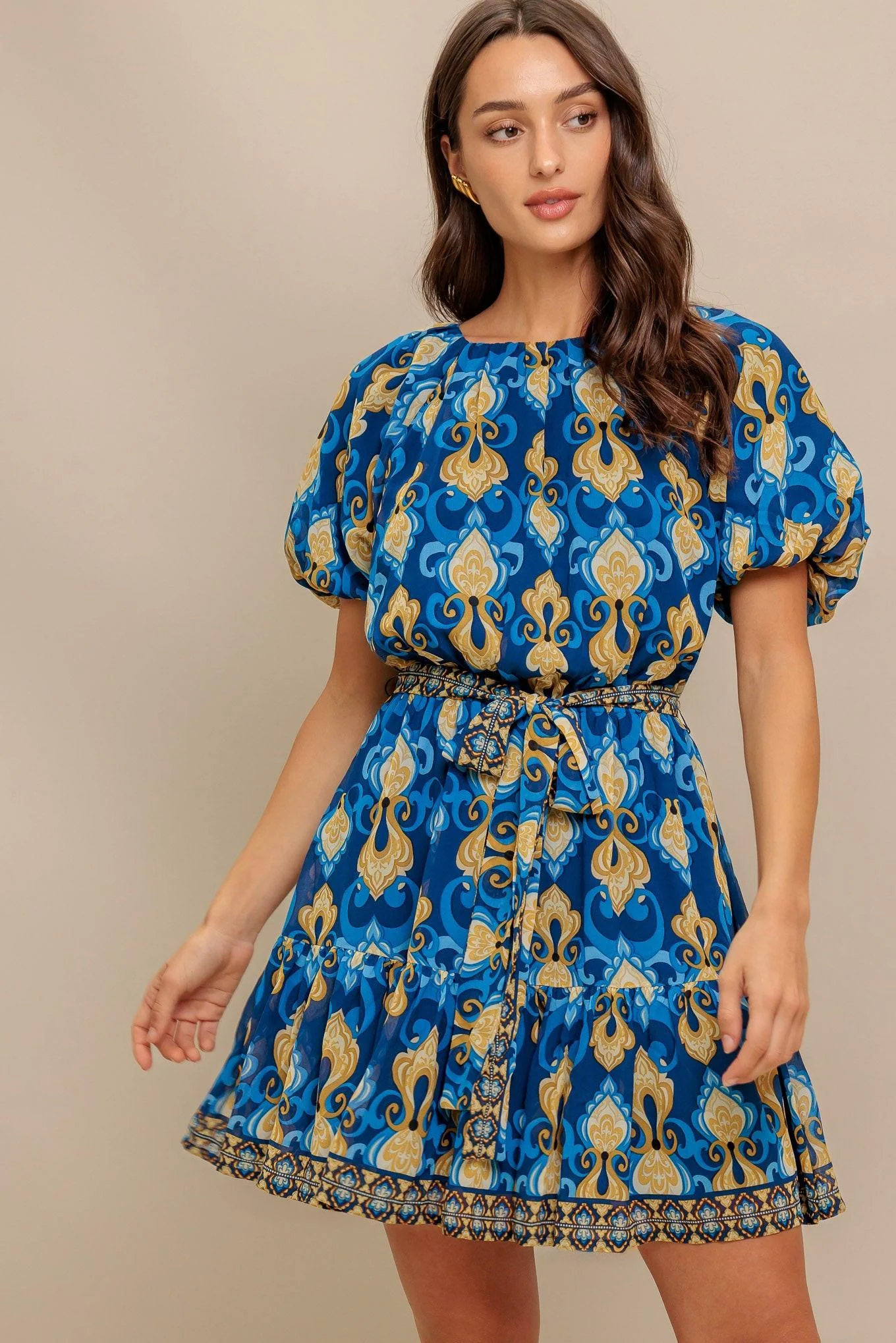Advanced Baroque Breeze Woven Mini Dress Premium Material