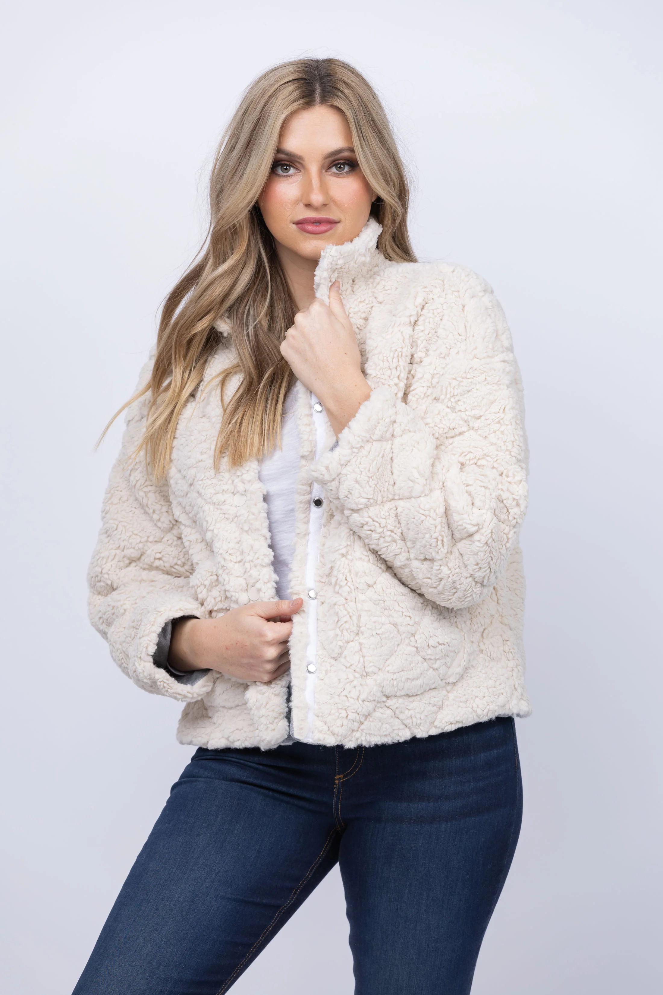 World-Class Dylan Quilted Claire Jacket with Heather Knit Lining in Natural Original