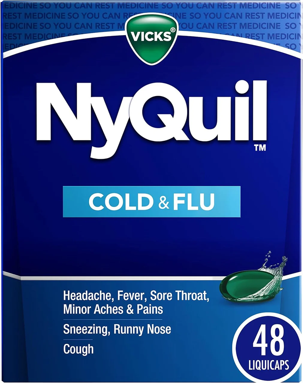 Artisan Vicks NyQuil Cold and Flu Nighttime Relief Liquid Capsules 48 Ea Minimalist