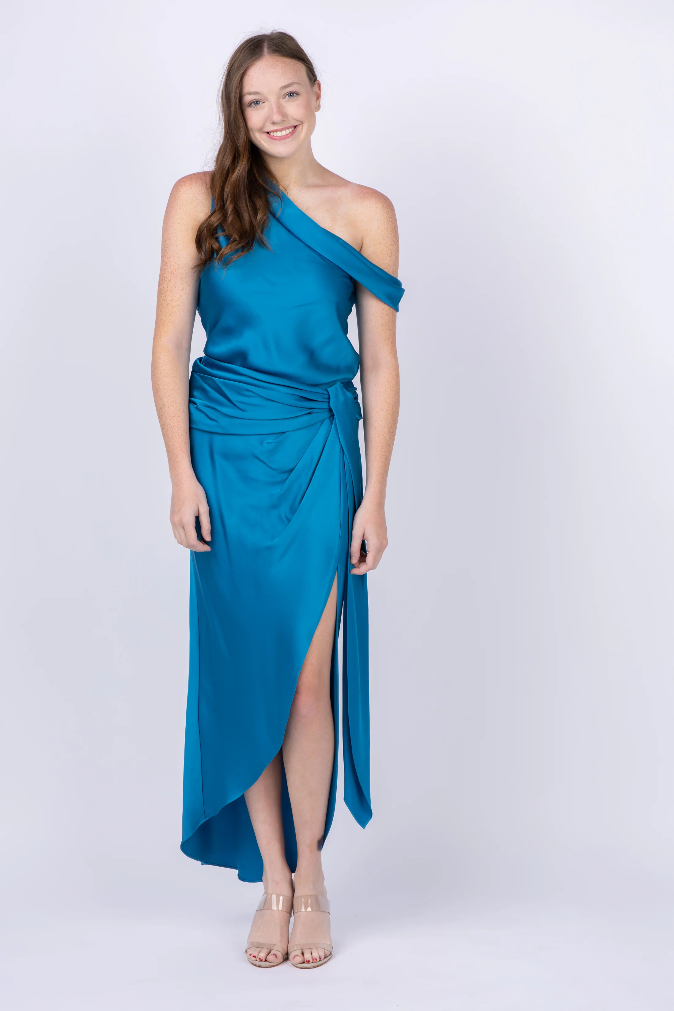 Convenient Simkhai Lexy One Shoulder Top in Phthalo Blue Detailed