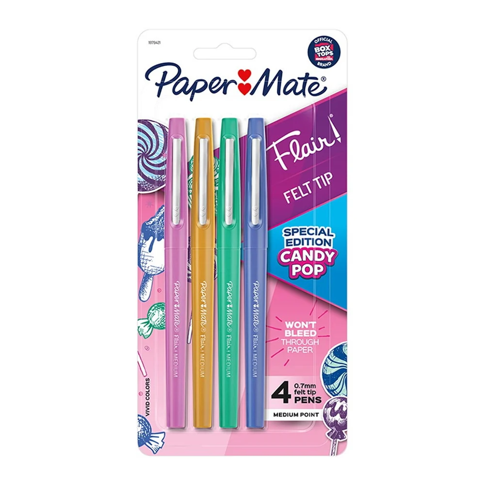 Official Paper Mate Flair Felt Tip Pens Medium Point Candy Pop Pack 4 Ea Refined