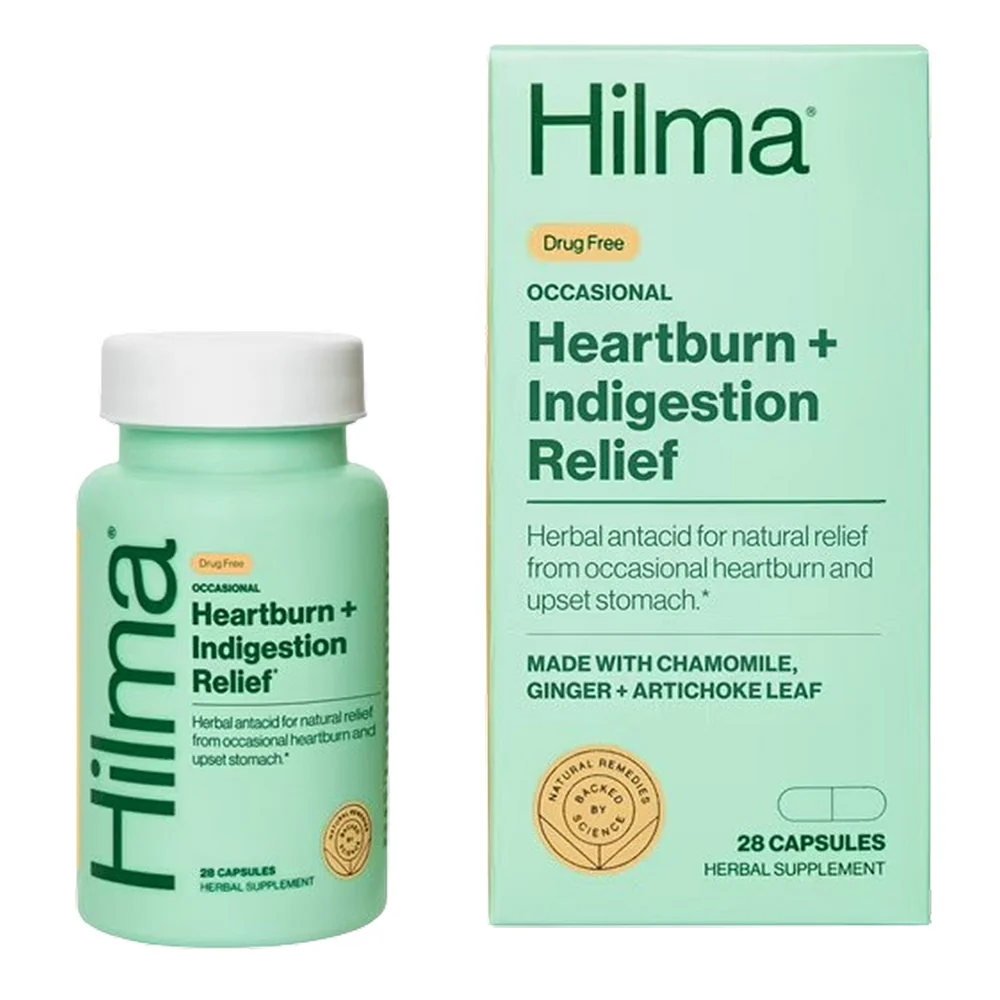 Fine Crafted Hilma Occasional Heartburn and Indigestion Relief Herbal Antacid for Natural Relief Capsules 28Ea Classic