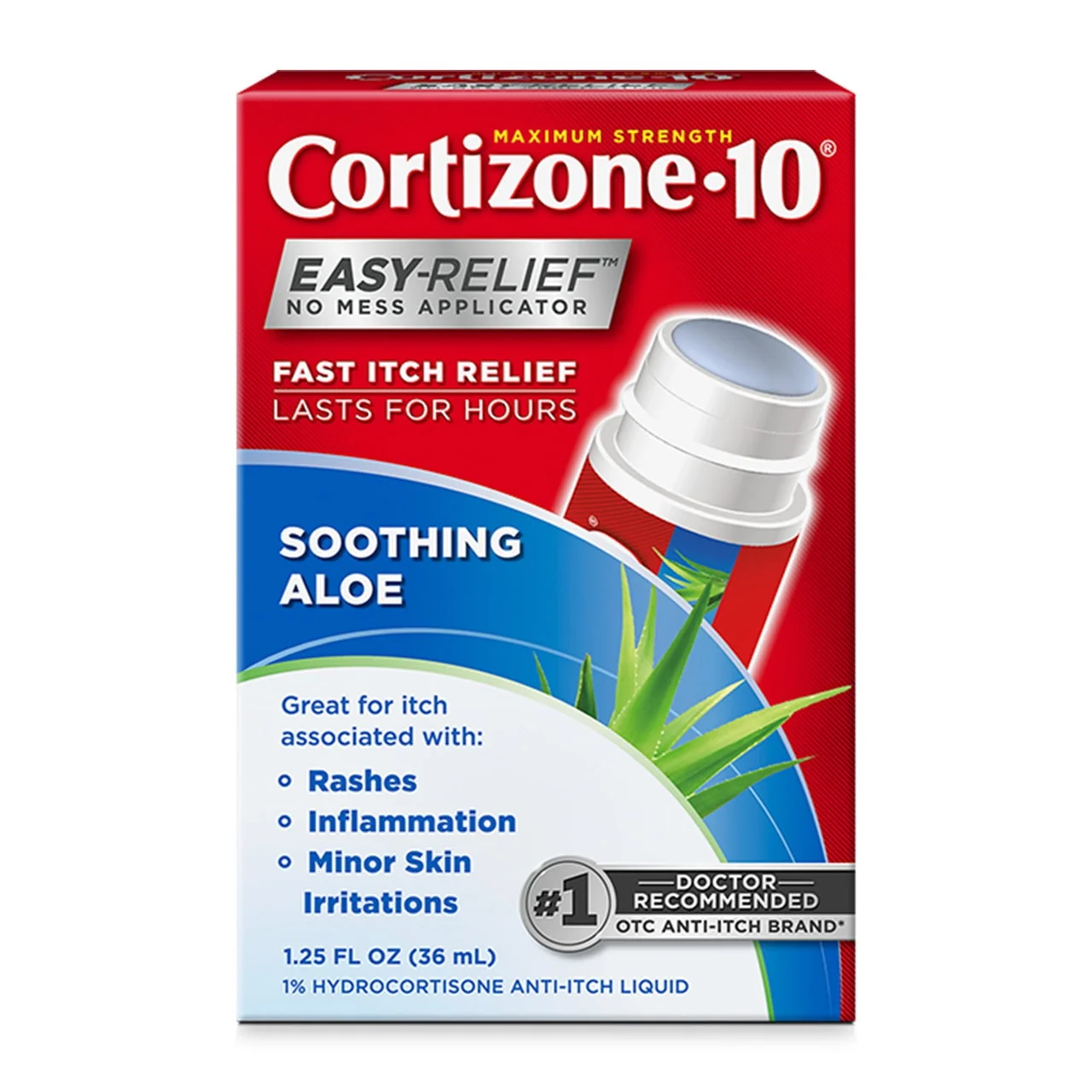 Flexible Cortizone 10 Maximum Strength Easy Relief Applicator With Healing Aloe 1.25 oz Original Design