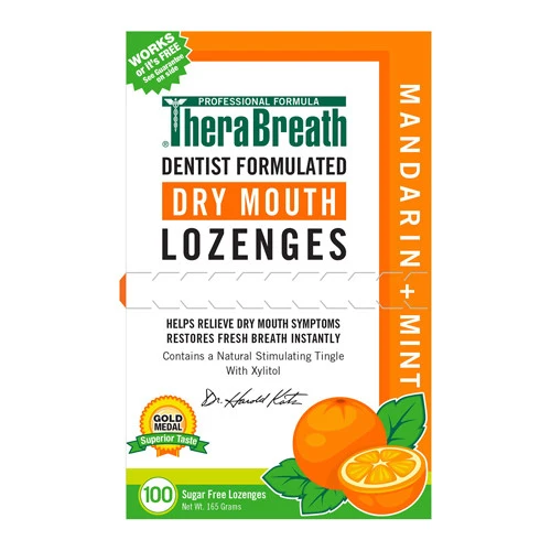 Natural TheraBreath Dentist Formulated Dry Mouth Mandarin Mint Wrapped Sugar Lozenges 100 Ea Superior