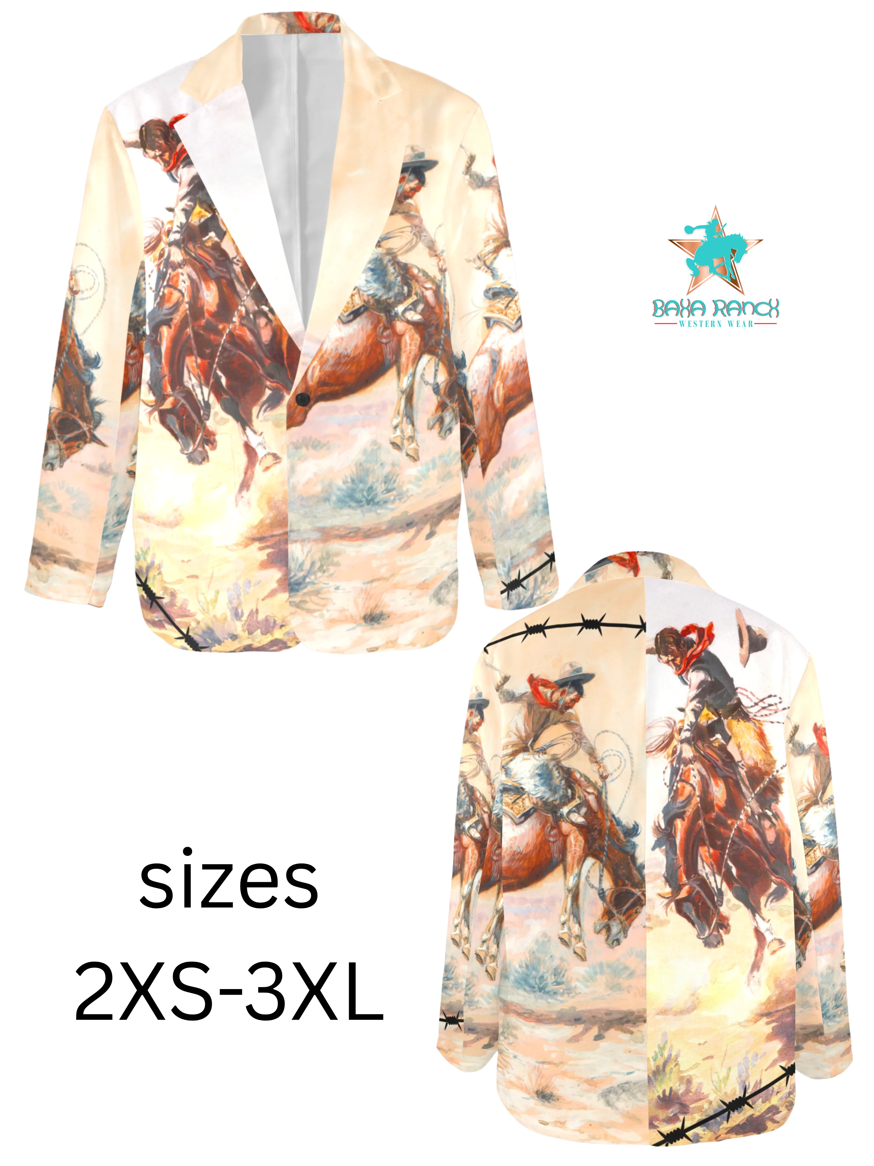 Eco-Friendly Baha Ranch Yeehaw Cowboy Vintage Western Retro Blazer Enhanced