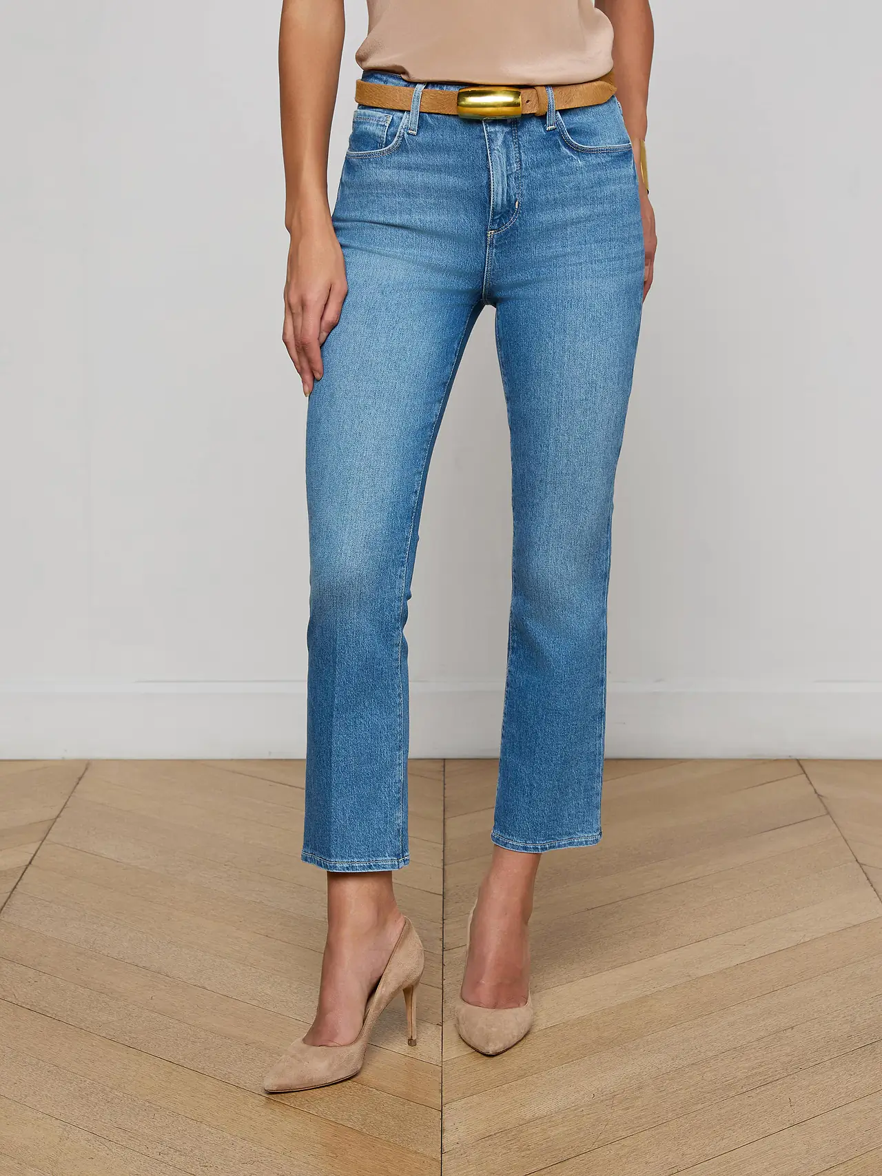 Functional L'AGENCE Mira Ultra High Rise Crop Micro Boot in Kona Trusted