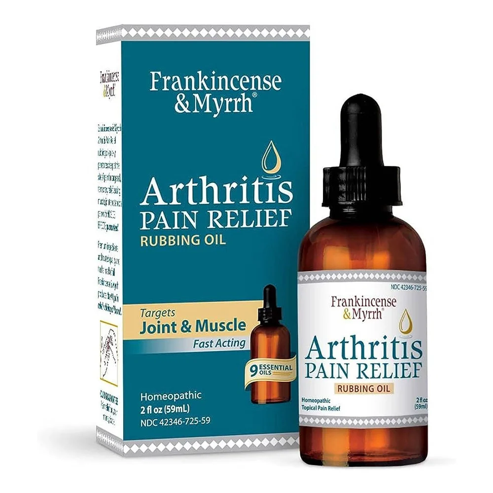 High-Performance Frankincense And Myrrh Arthritis Pain Relief Rubbing Oil 2 Oz Green