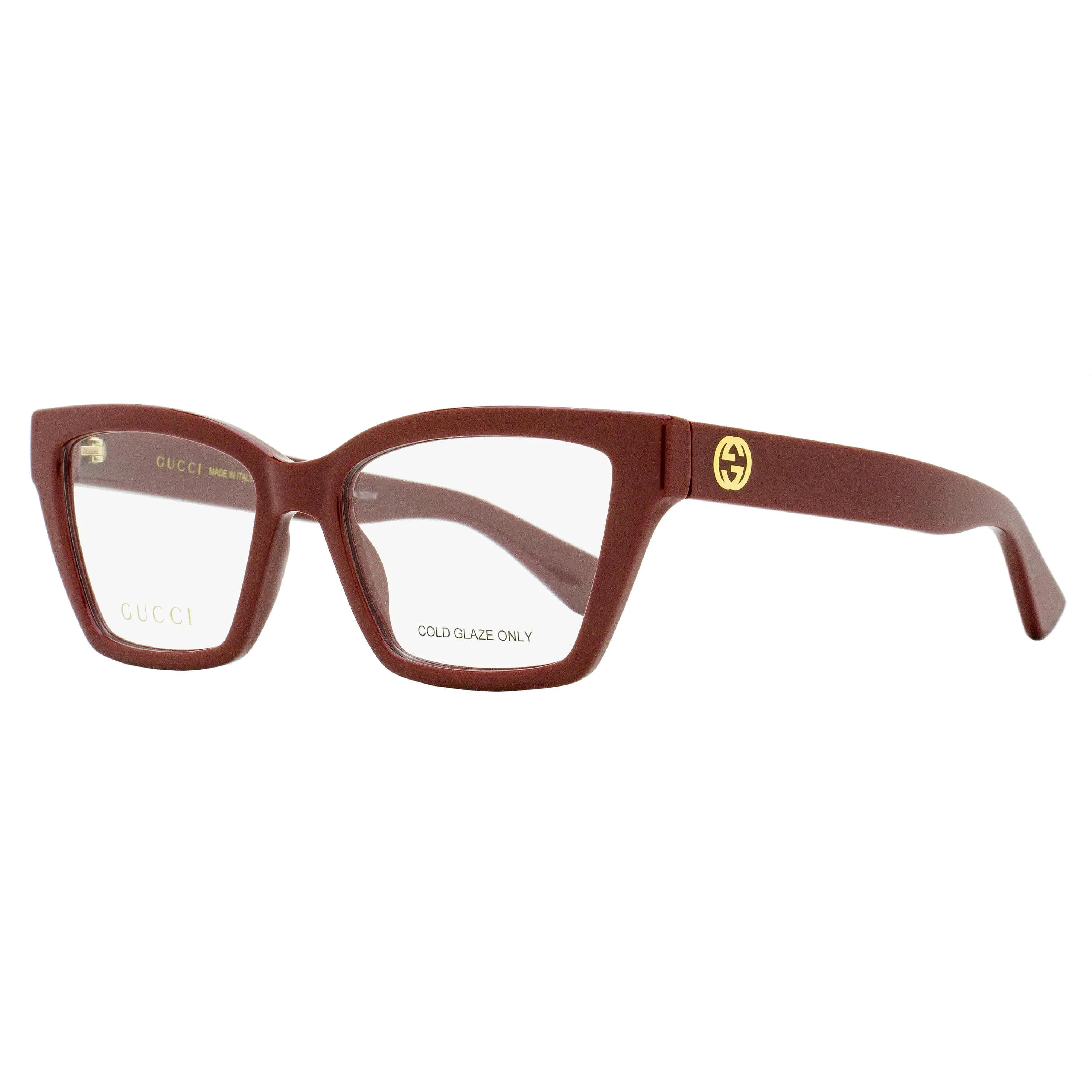 Solid Gucci Squared Cat-Eye Eyeglasses GG1715O 003 Burgundy 53mm High-Performance