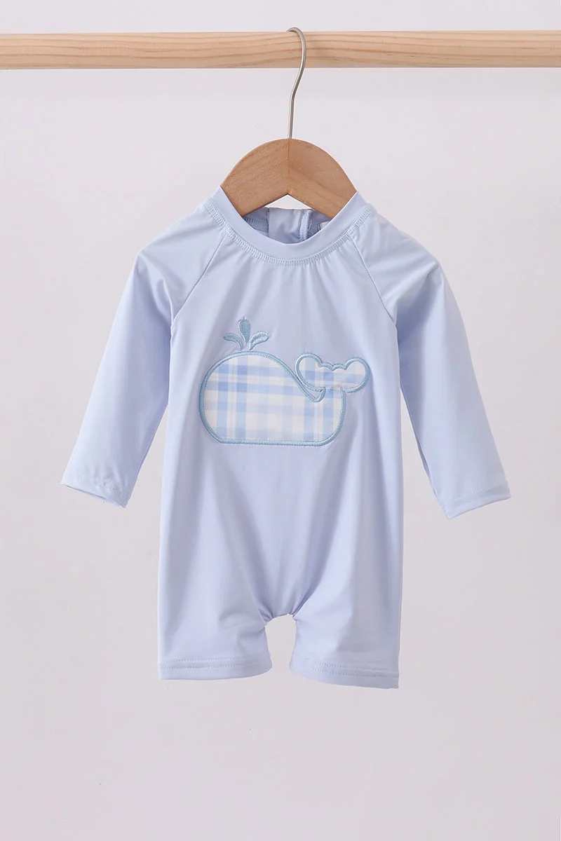 Smooth Blue Whale Applique One-Piece Swimsuit Environmentally Friendly