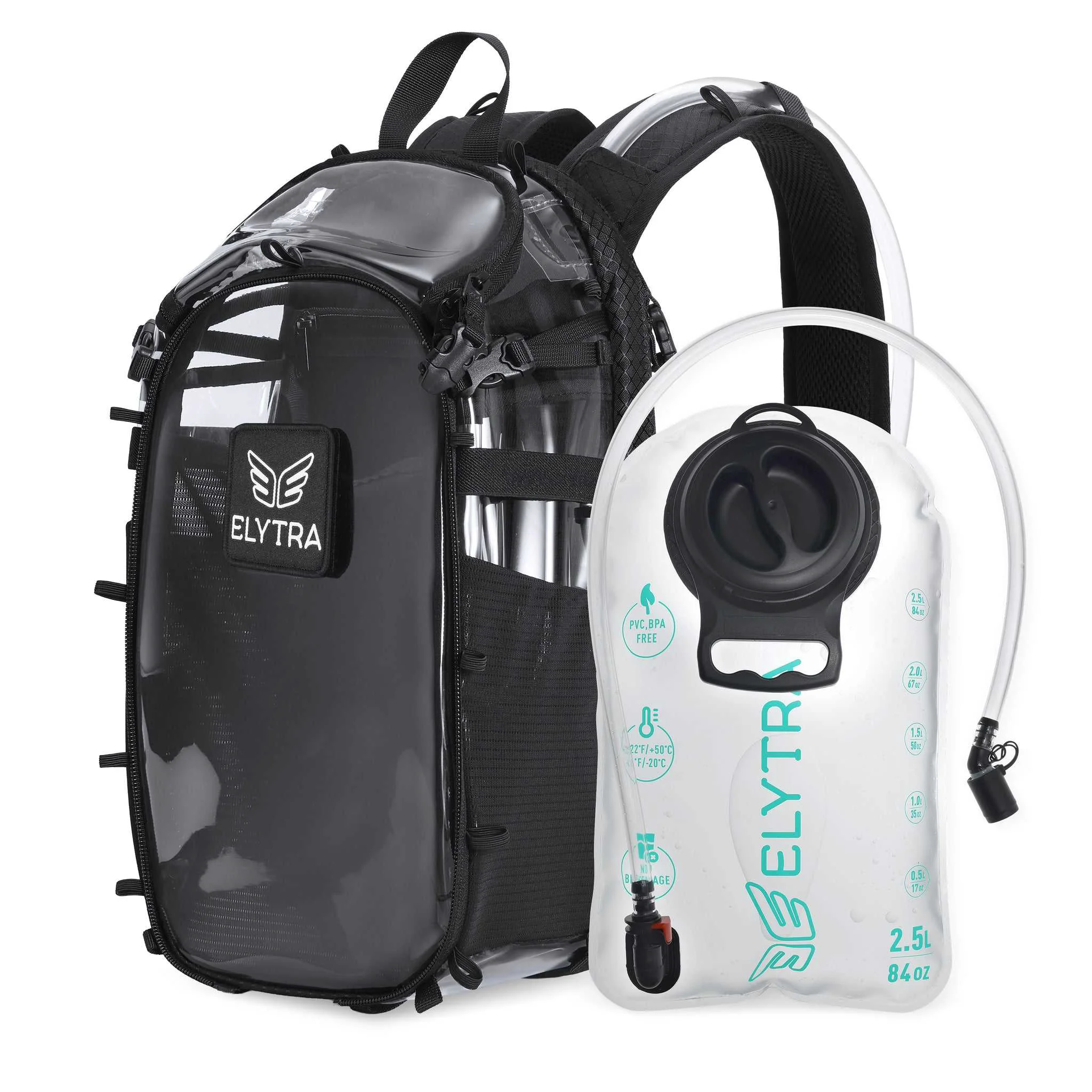 Next-Generation Elytra Hydration Pack Customizable Lightweight Day Pack for Hiking Motorcycling Theme Parks Everyday Use Clear Relaxed