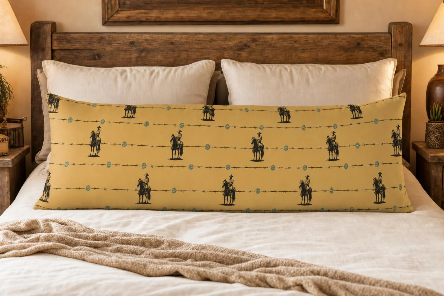 Breathable Baha Ranch Saddle Up Body Pillow Cover Made in America Contemporary