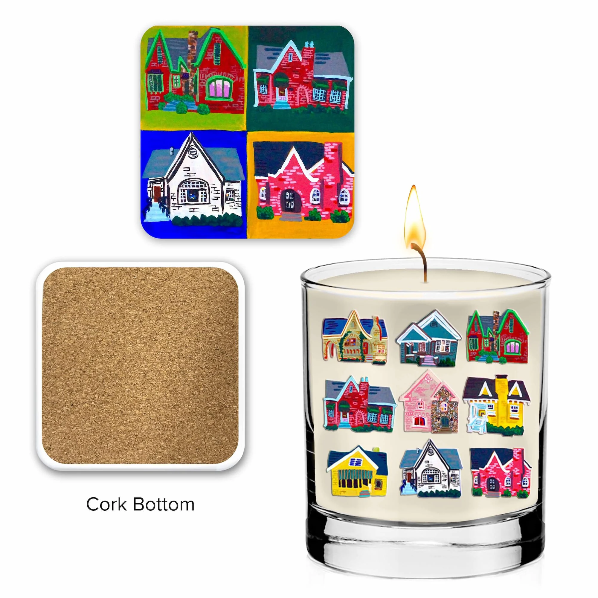 Easy-to-Use Neighborhood Stroll - 11 oz Sandalwood Fig Candle Coaster Set Fine Crafted