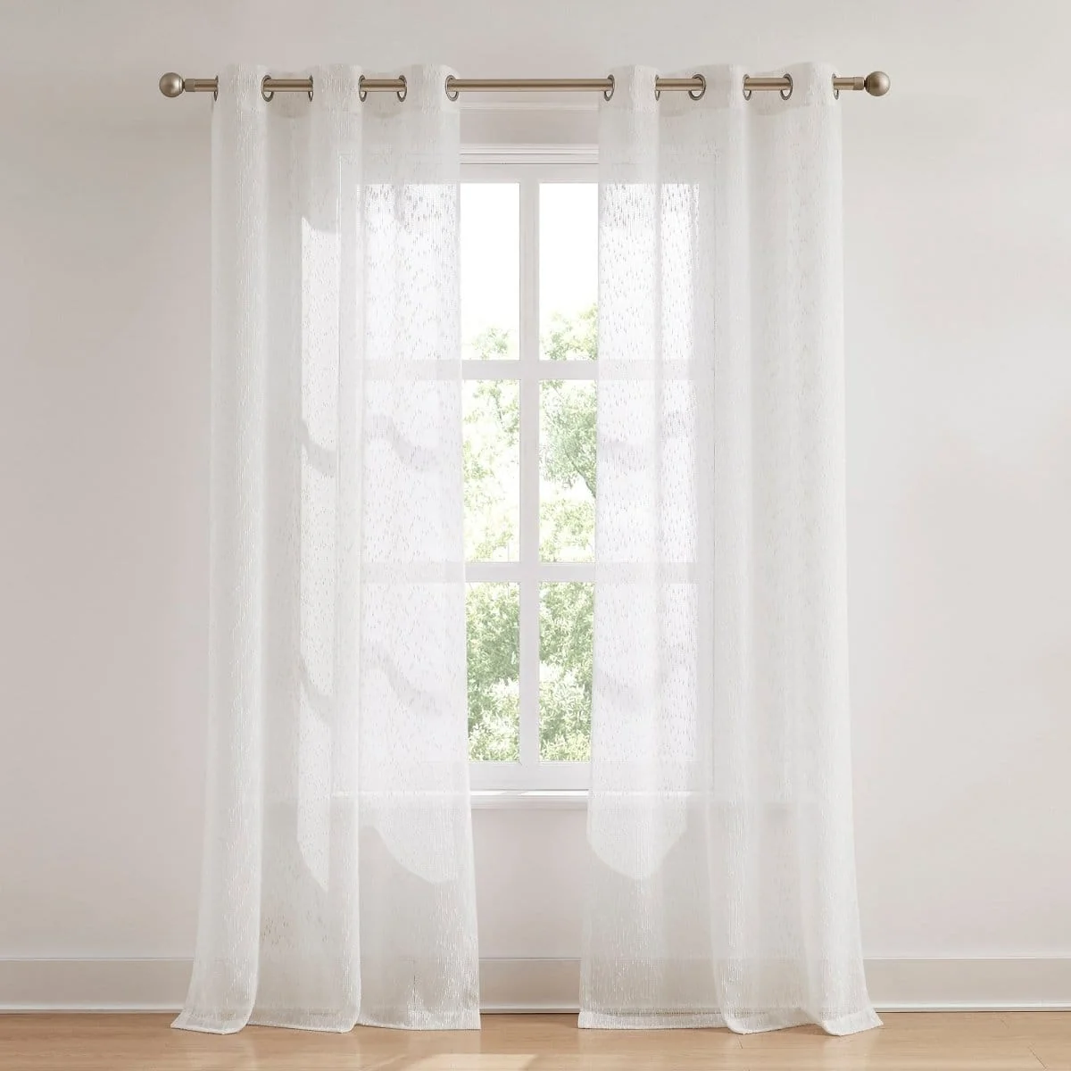 Reusable Aileen Textured Raindrop Sheer Window Curtain Panels User-Friendly